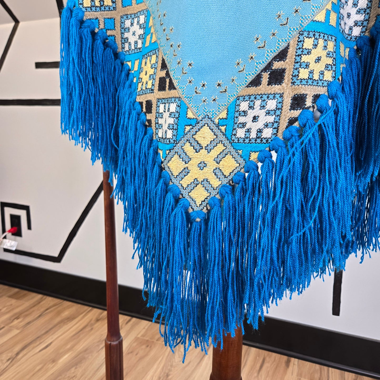 Turquoise Southwest Hand Woven Poncho/Shawl - OS