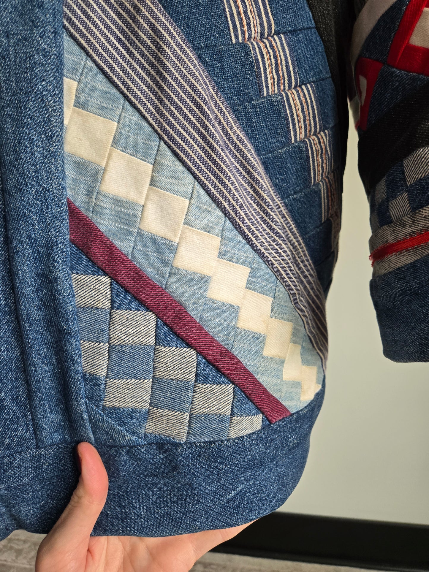 Denim Quilted Hand Made Coat - 2XL