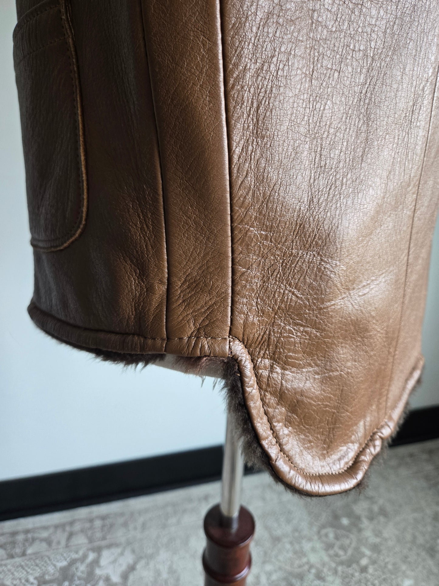 Vintage 1960s Deerskin Leather Shearling Lined Vest - M/L