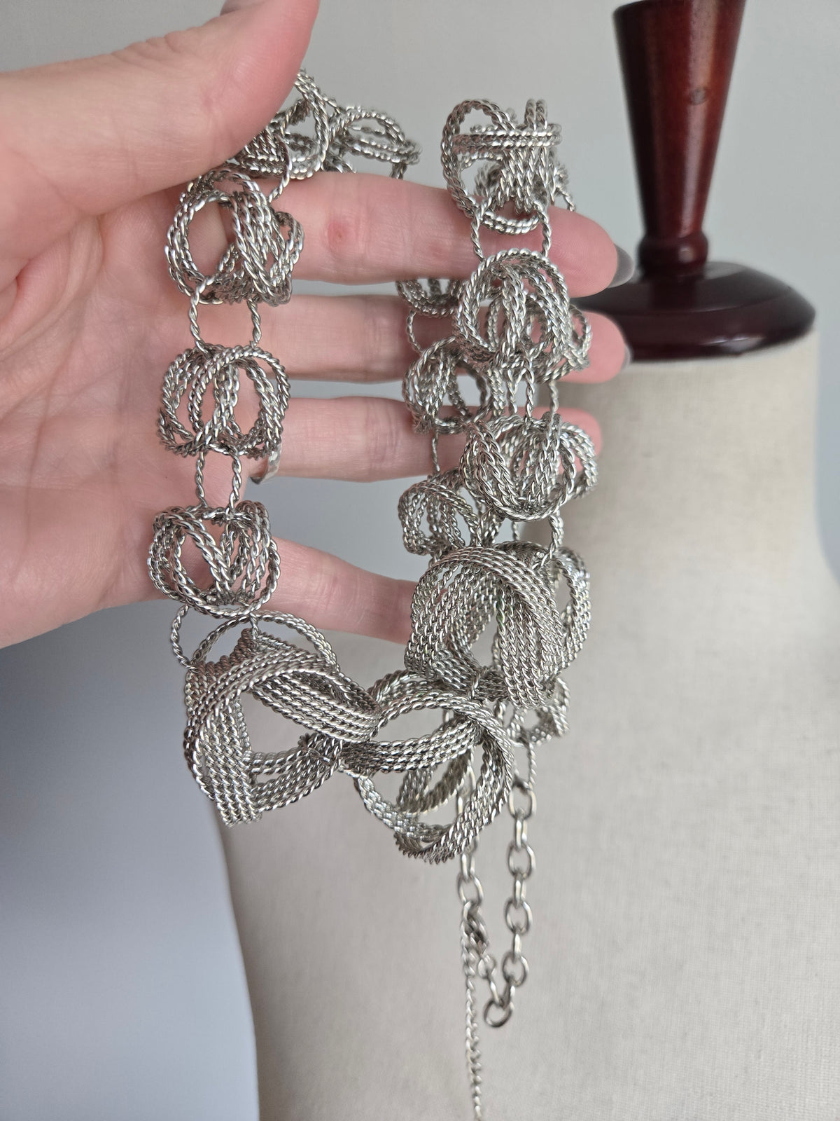 Vintage Funky Silver Ball Statement Necklace