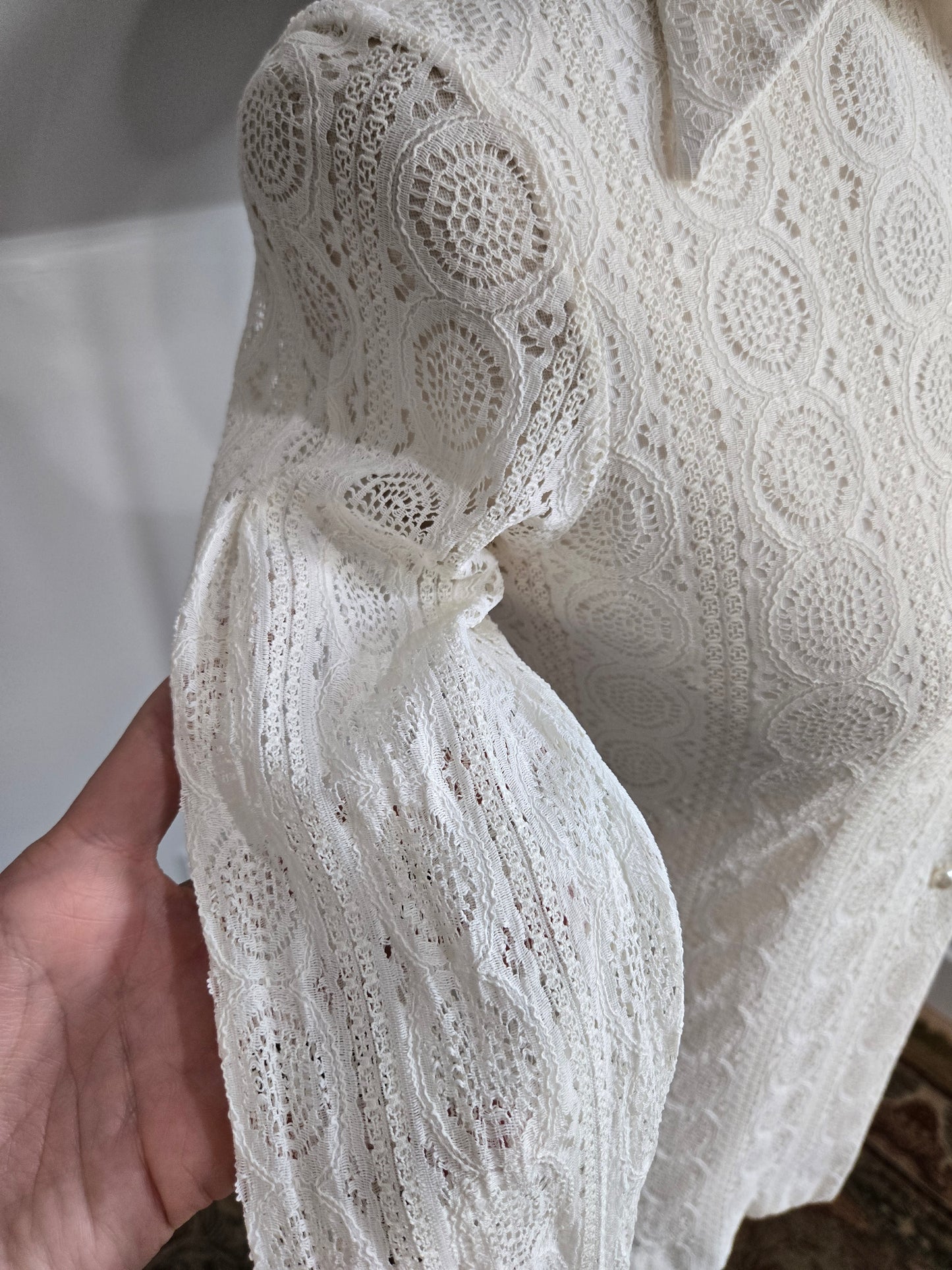 Alex Coleman Vintage 70s Lace Button Down Top - XS/S