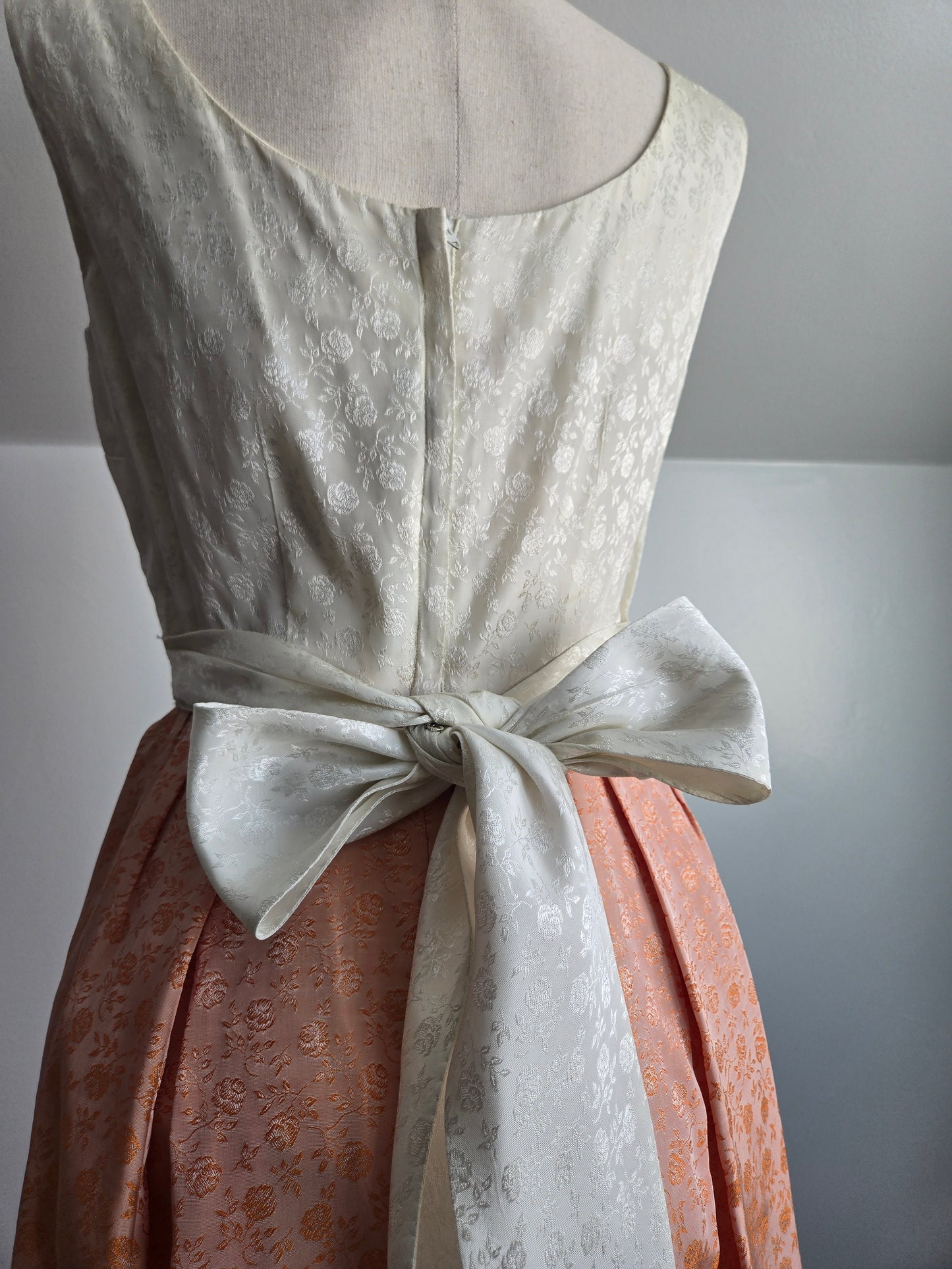 1950s Jacquard Floral Colorblock Maxi Dress - XS/S