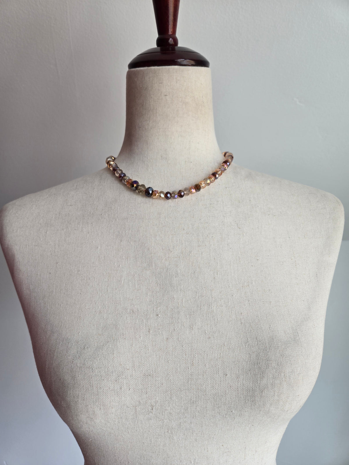 Multi Color Neutrals Glass AB Crystal Necklace