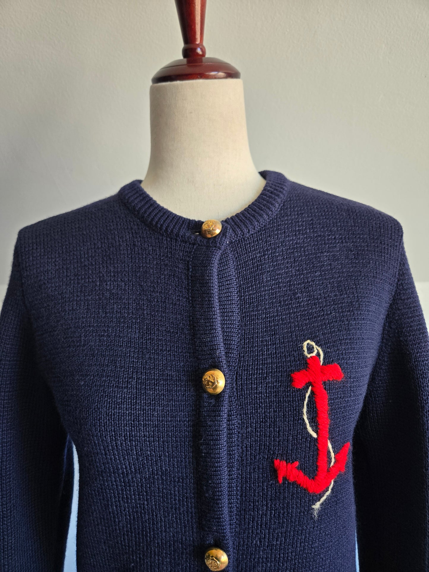 Vintage 1950s Saks Fifth Avenue Wool Nautical Cardigan - XS/S