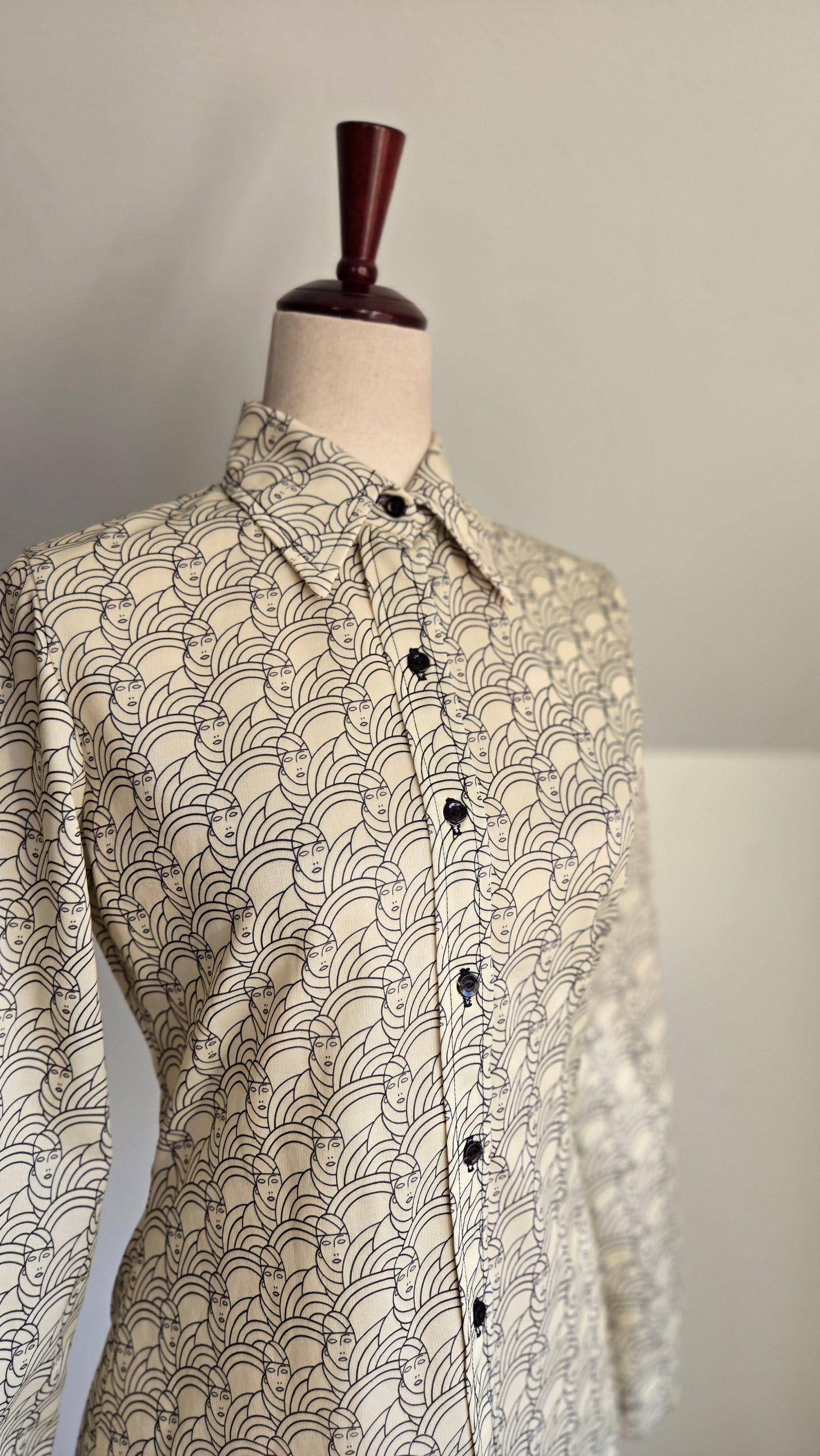 Jack Winter Vintage Art Deco Novelty Print Top - Small