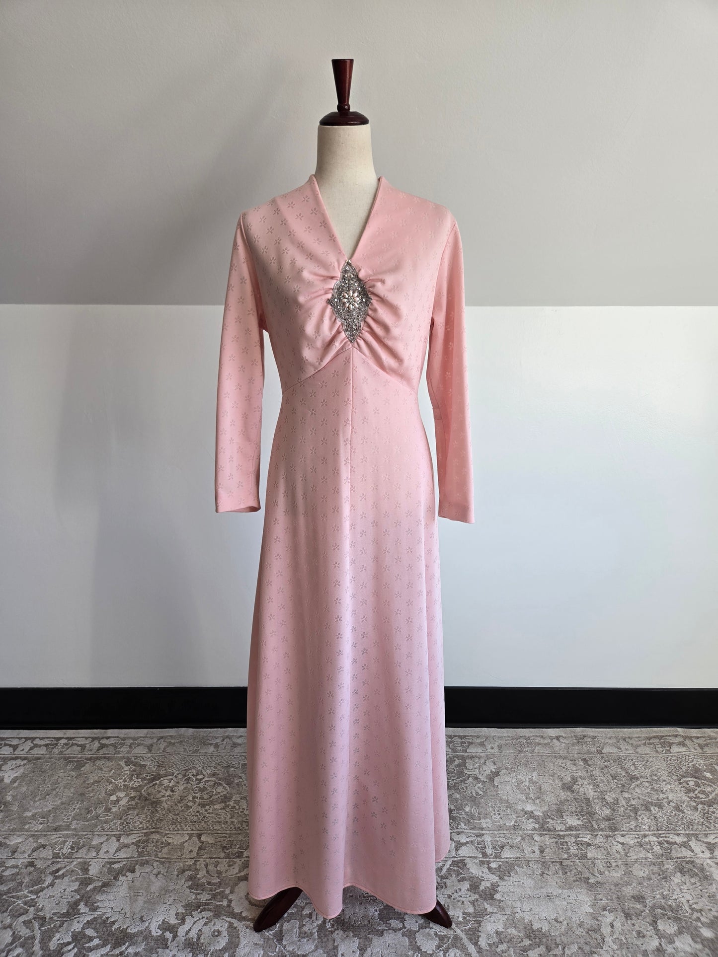 Lady Laura by Toni Todd Vintage Pink Dress with Beaded Detail - large