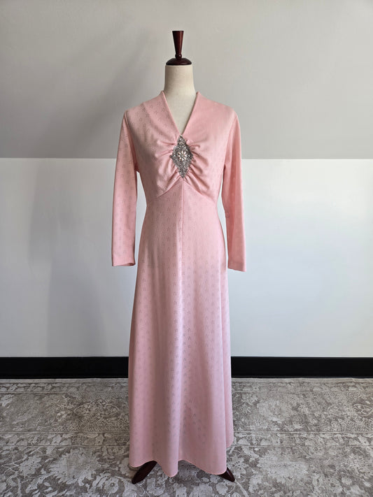 Lady Laura by Toni Todd Vintage Pink Dress with Beaded Detail - large