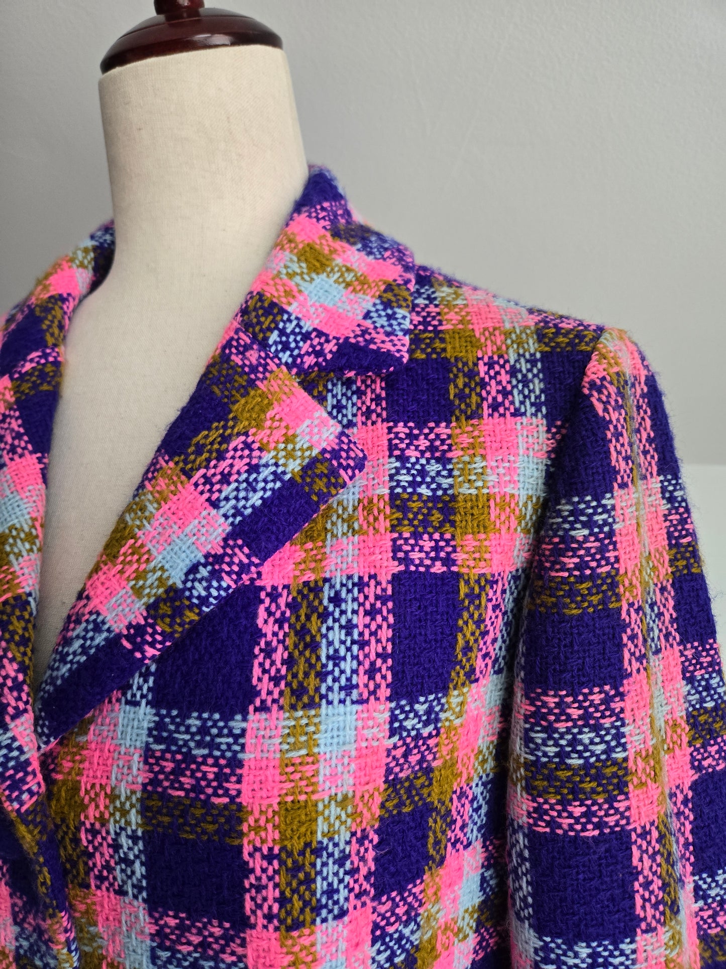 Vintage 70s Colorful Plaid Blazer/Jacket - medium/large