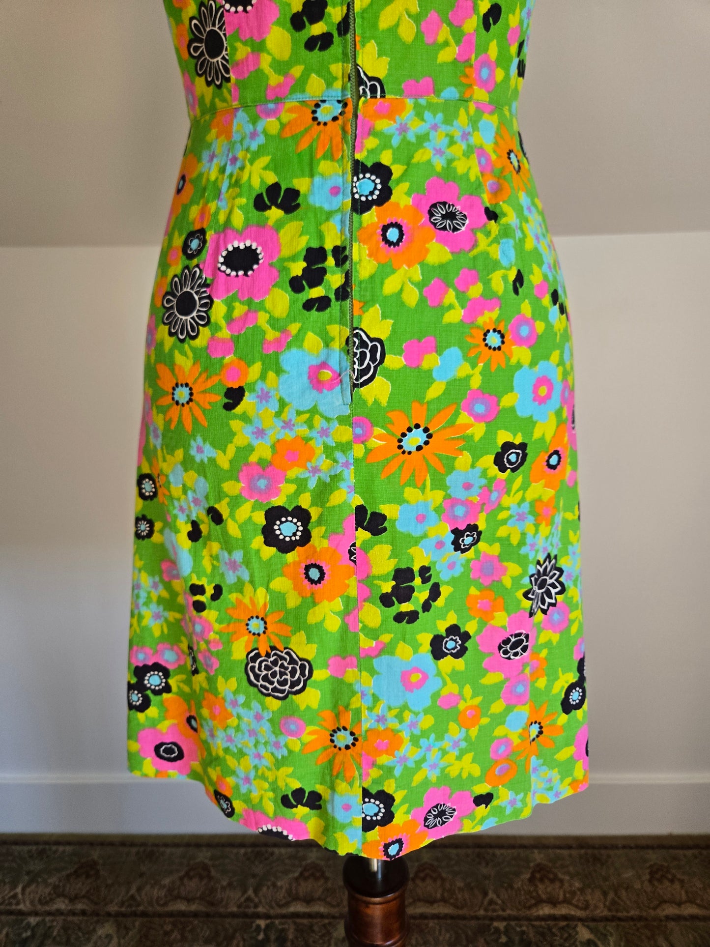 Vintage 1970s Dayglo Cotton Dress - XS/Small