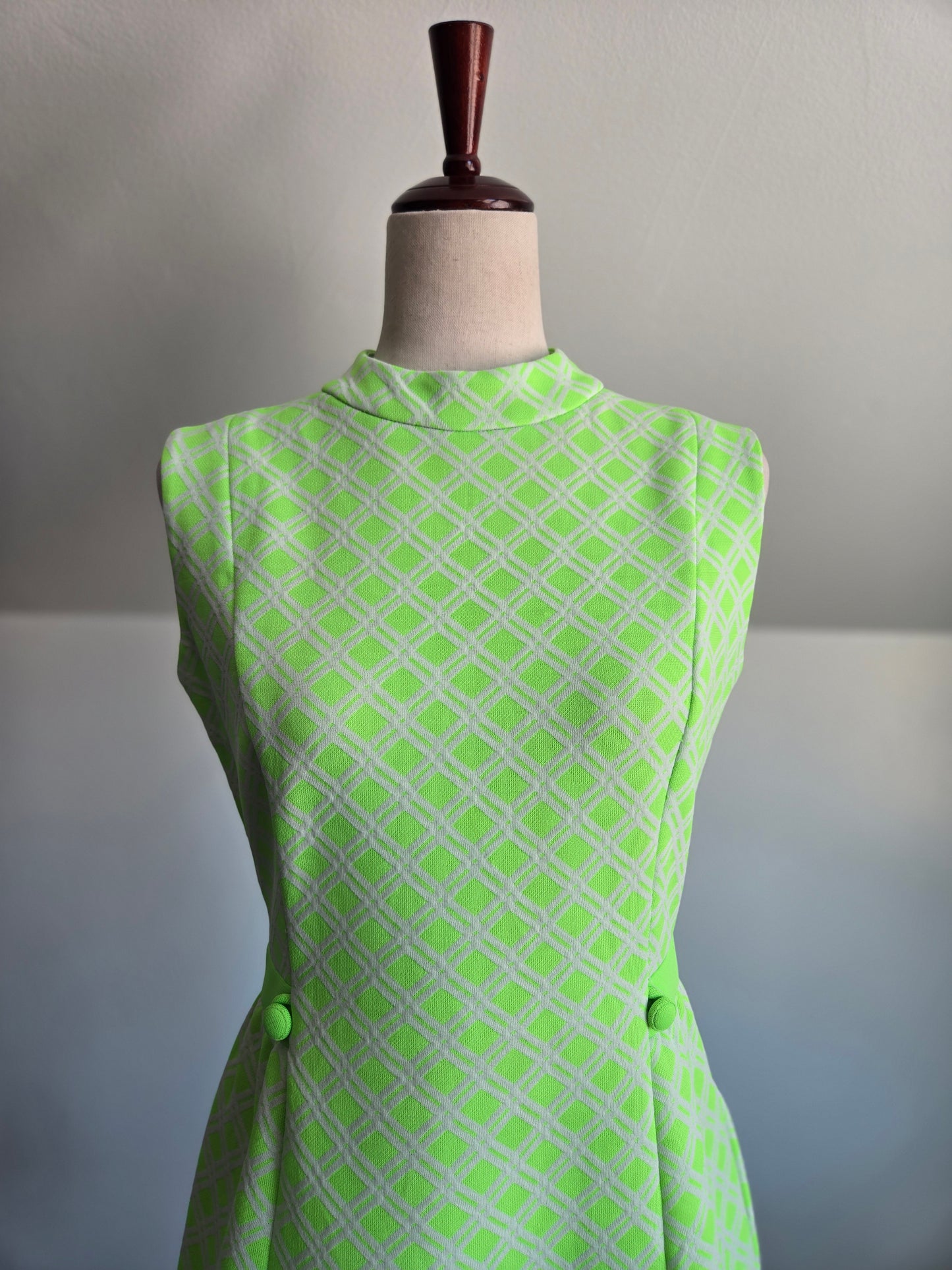Vintage 70s Lime Green Mod Dress - S/M