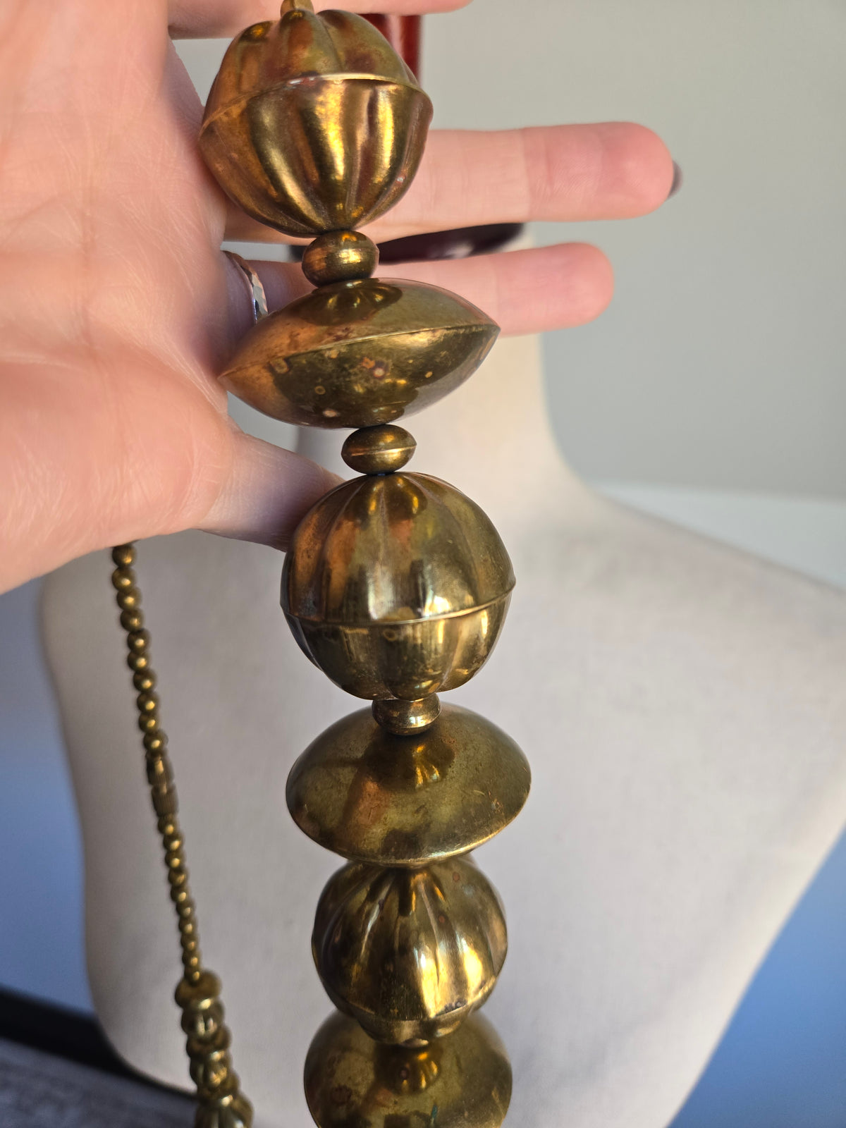 Chunky Brass Orb Statement Necklace