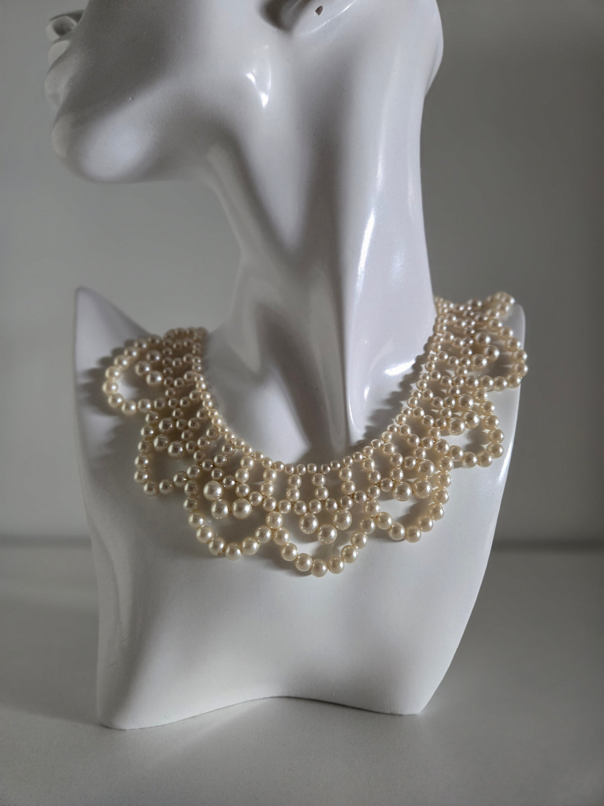 Vintage Pearl Scallop Bib Necklace