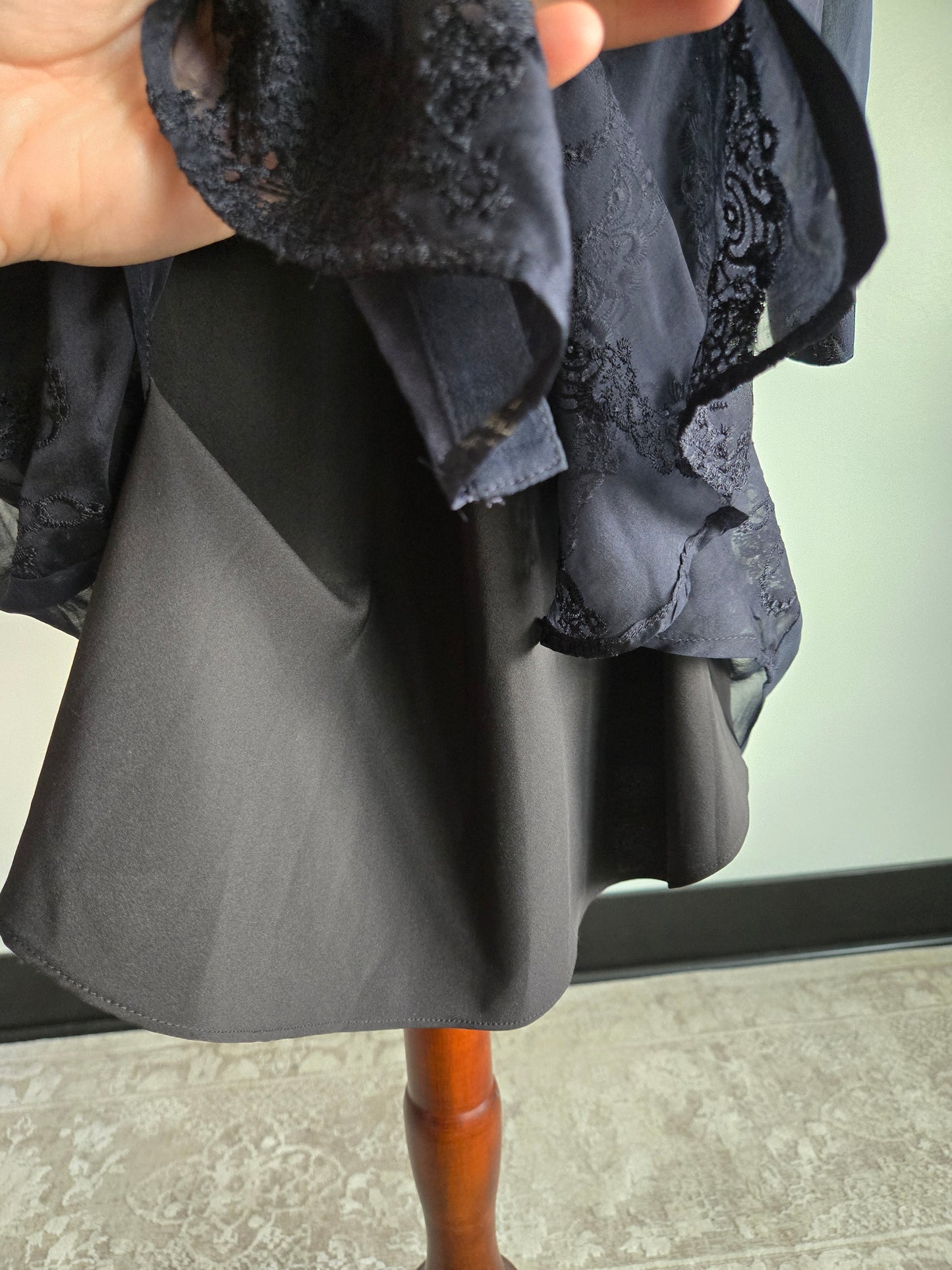 Bailey 44 Silk Black Sheer Embroidered Dress - S/M