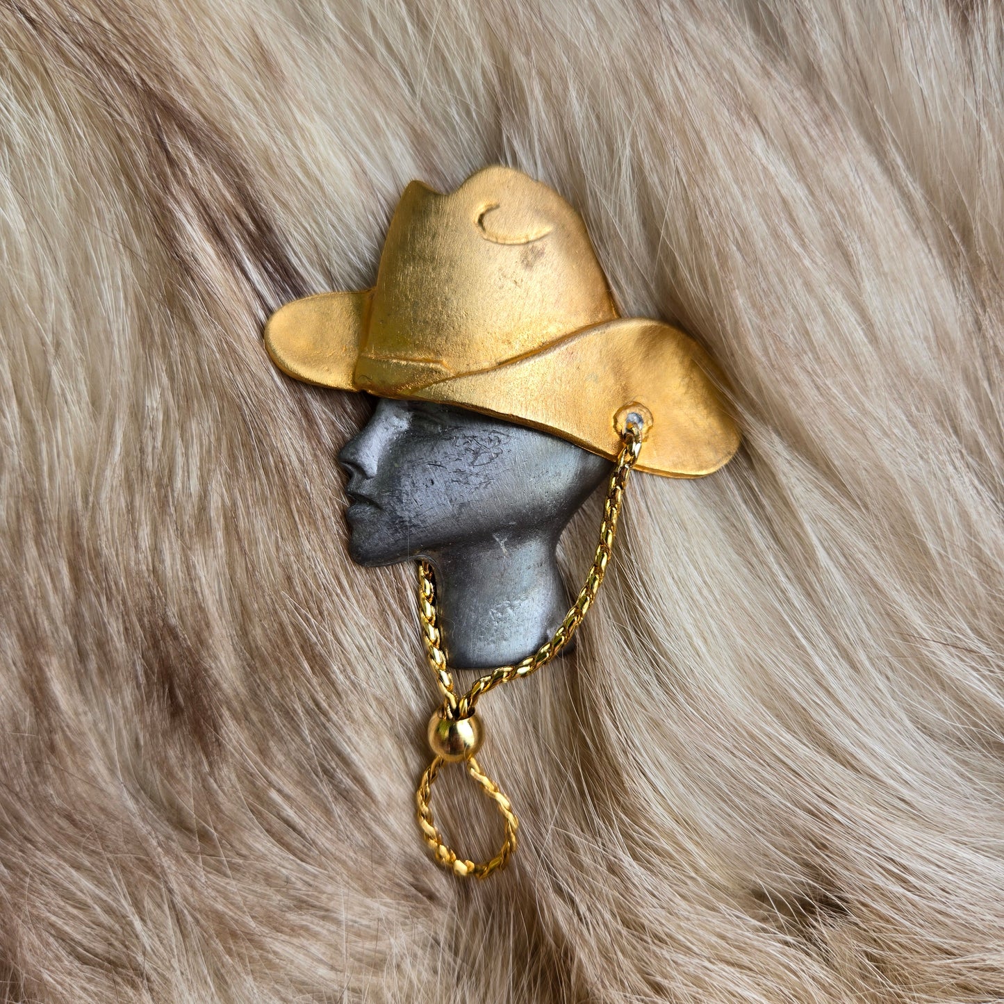 Vintage 80s Ultra Craft Signed Cowgirl Brooch