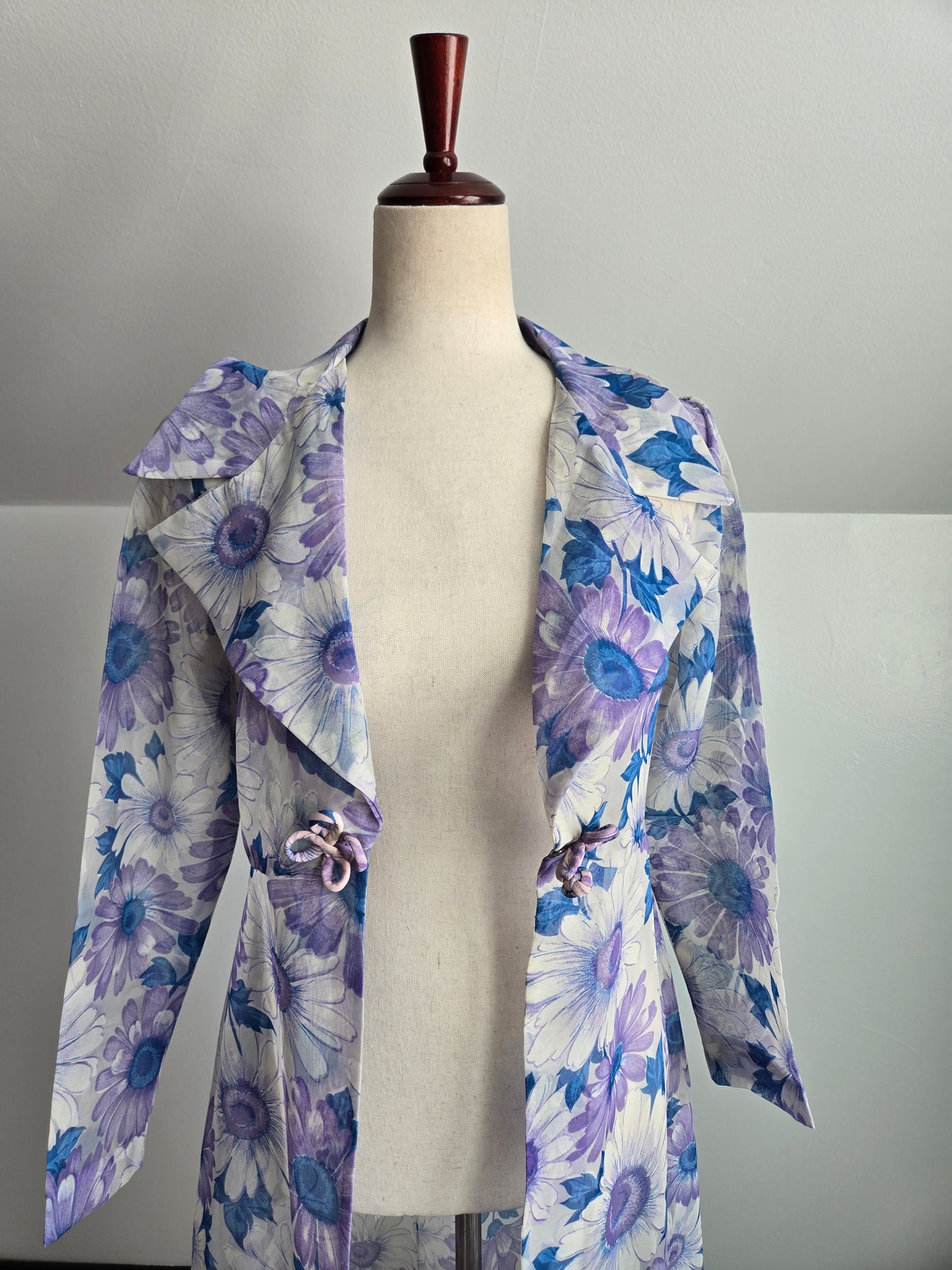 Vintage 70s Shear Floral Duster - Small