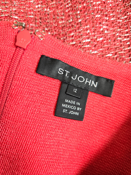St John Pink Metallic Knit Dress - Size 12