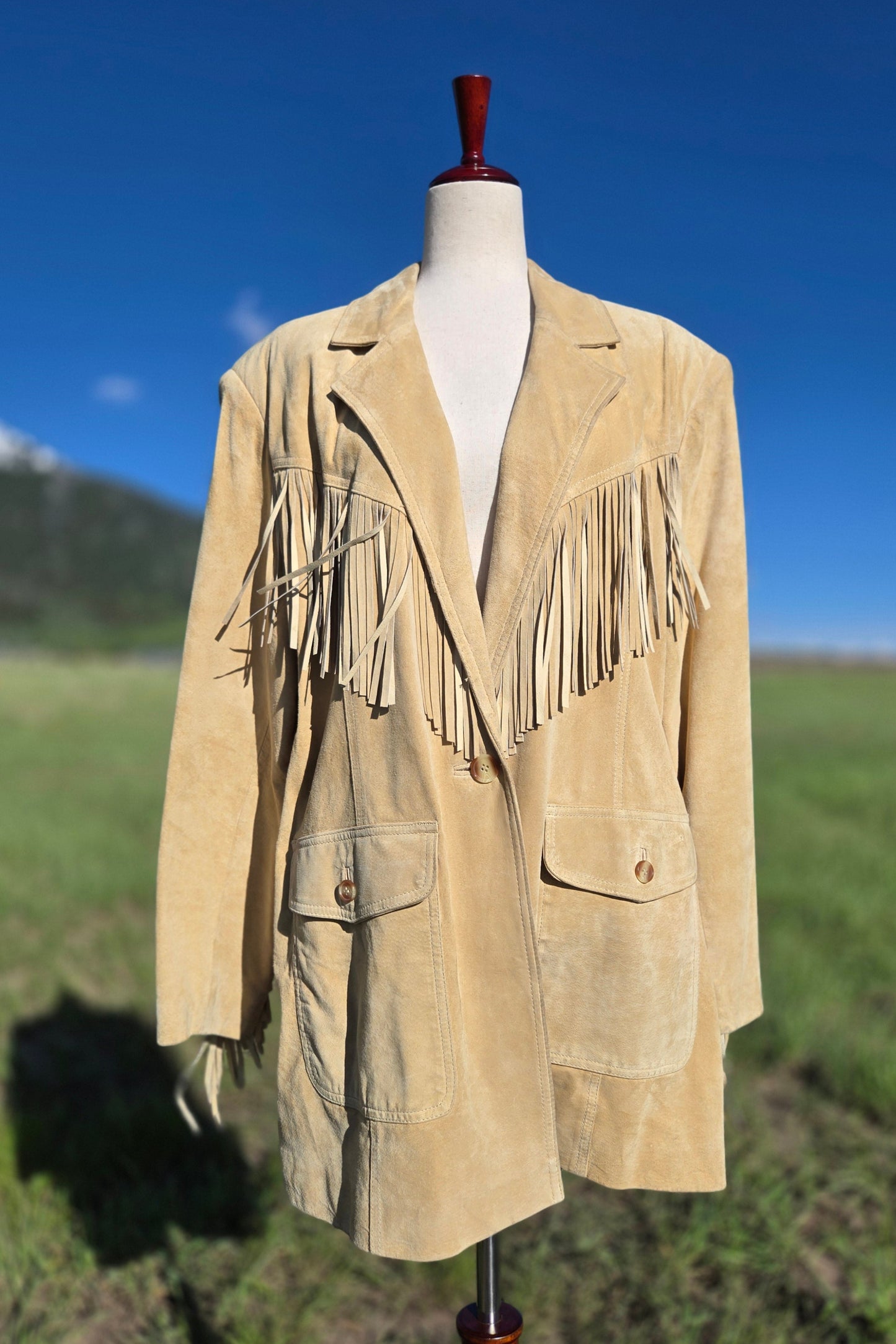 Together Vintage Tan Suede Fringe Jacket - 2XL