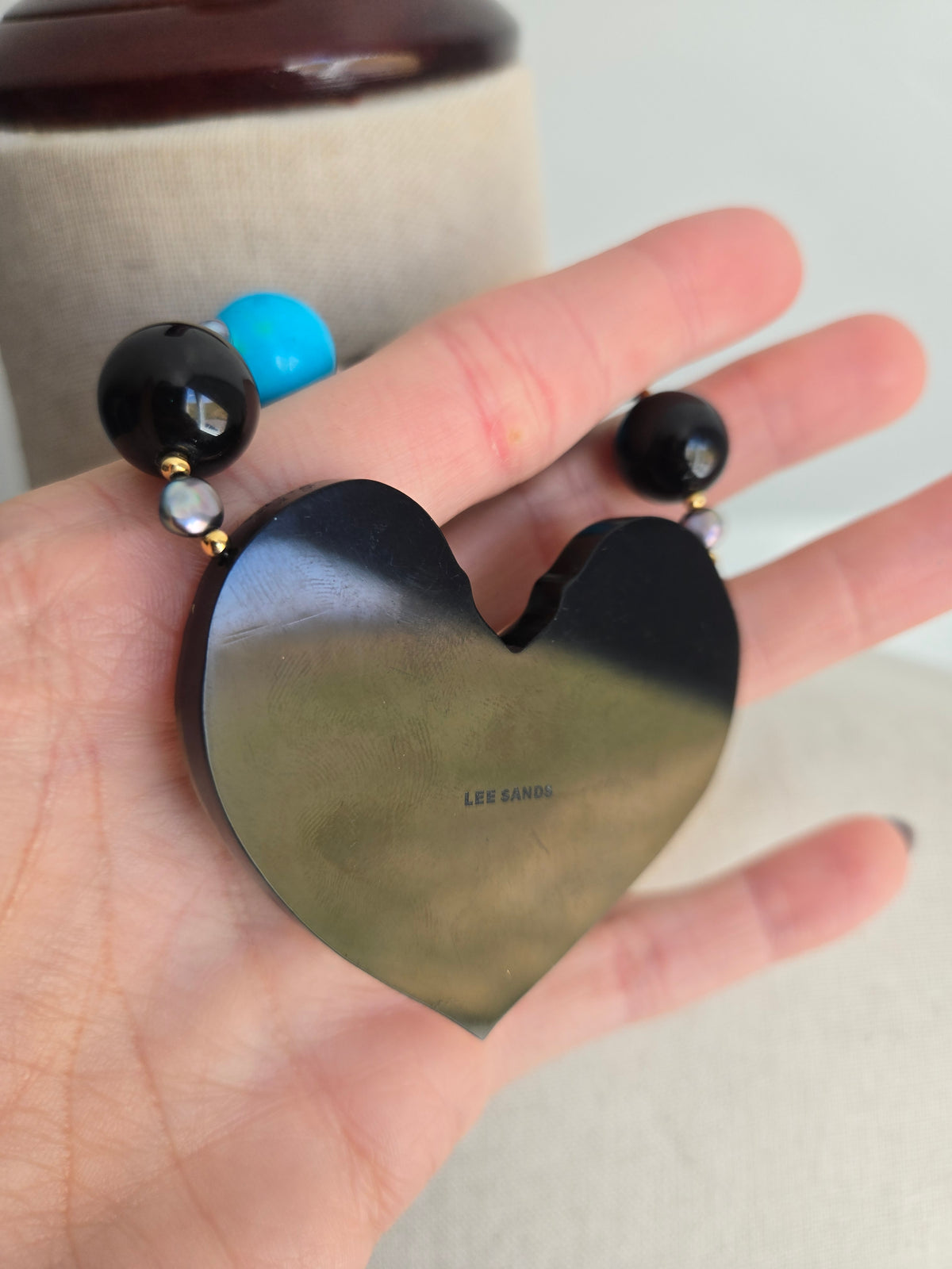 Lee Sands Vintage Double Swan Heart Necklace