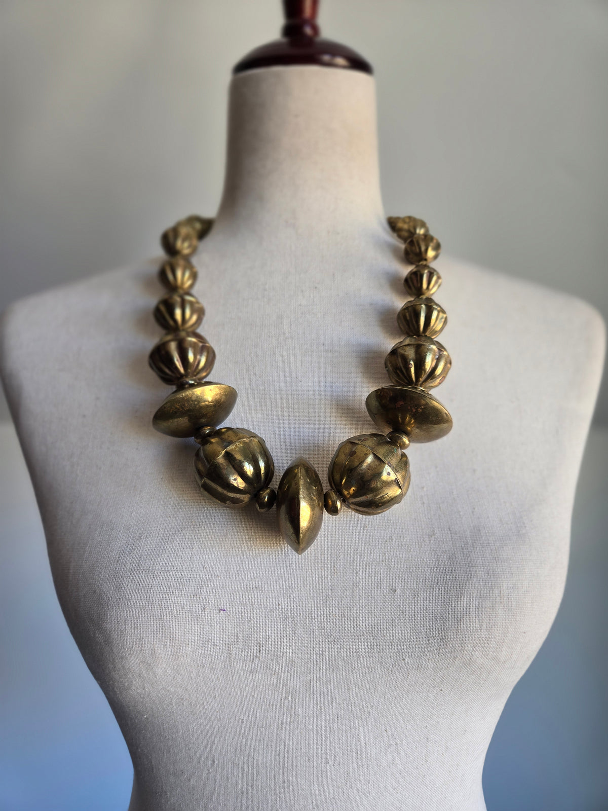 Chunky Brass Orb Statement Necklace