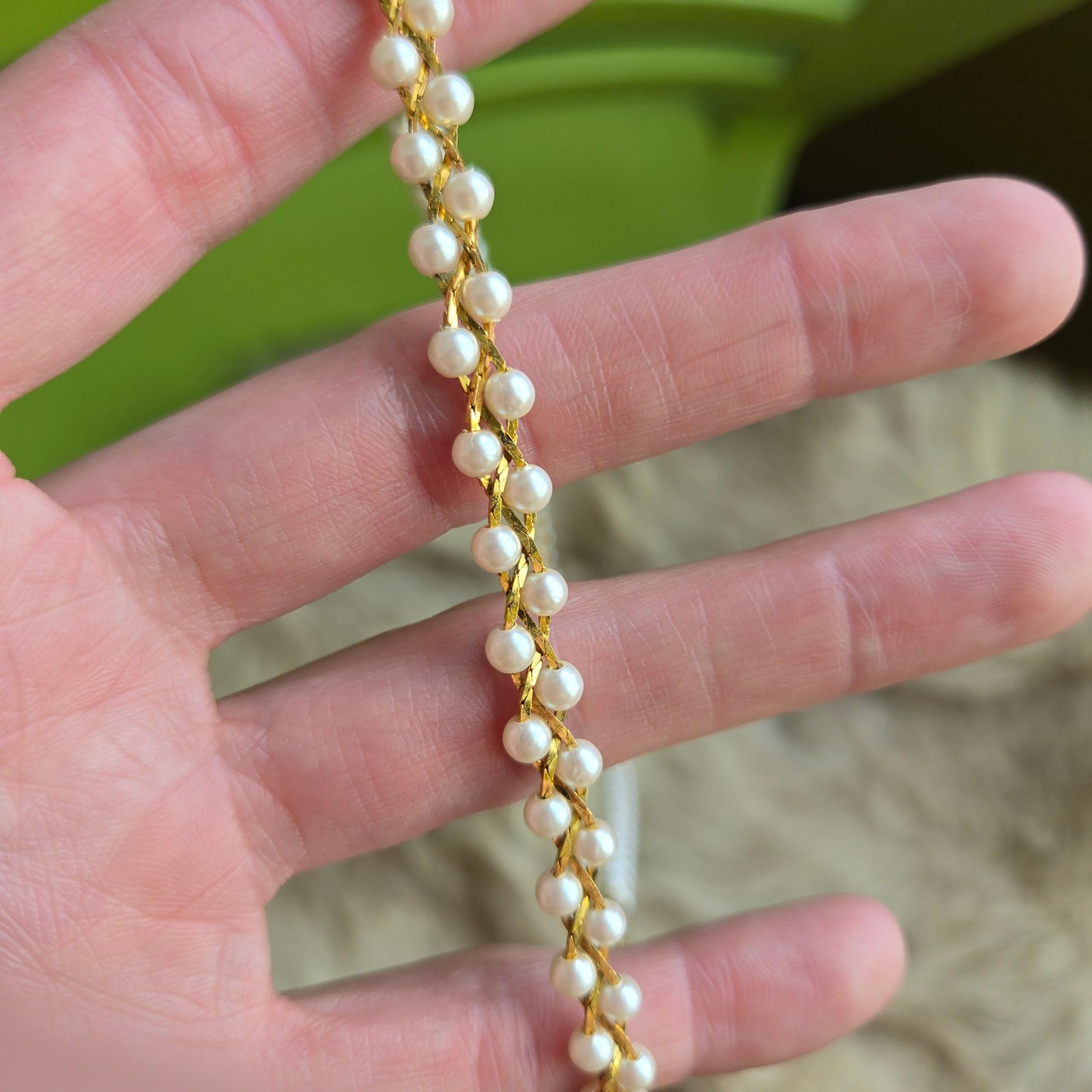 Vintage Gold and Pearls Braided Necklace