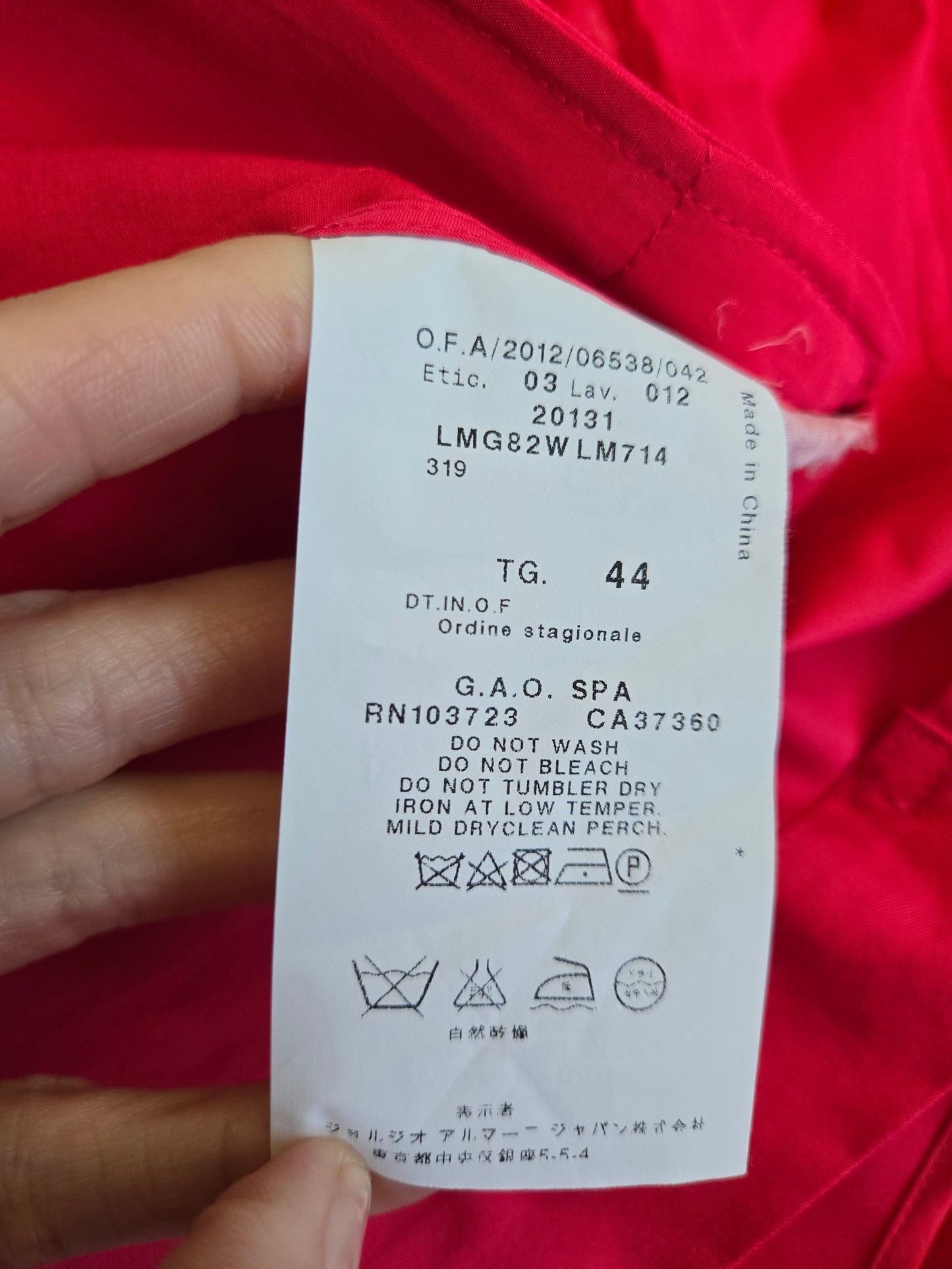 Armani Collezioni Red/Pink Cotton Blazer - Size 8