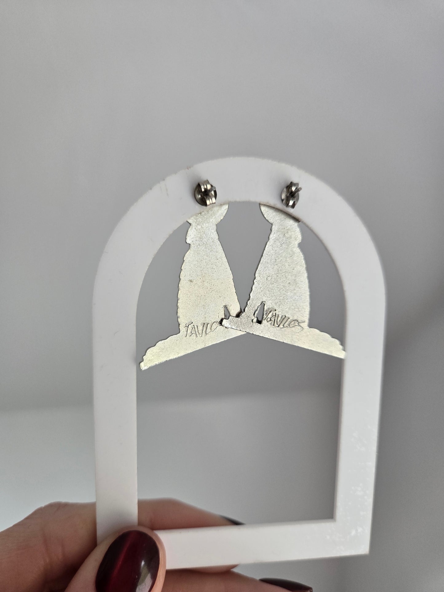 Signed Howling at the Moon Coyote Earrings - Pierced