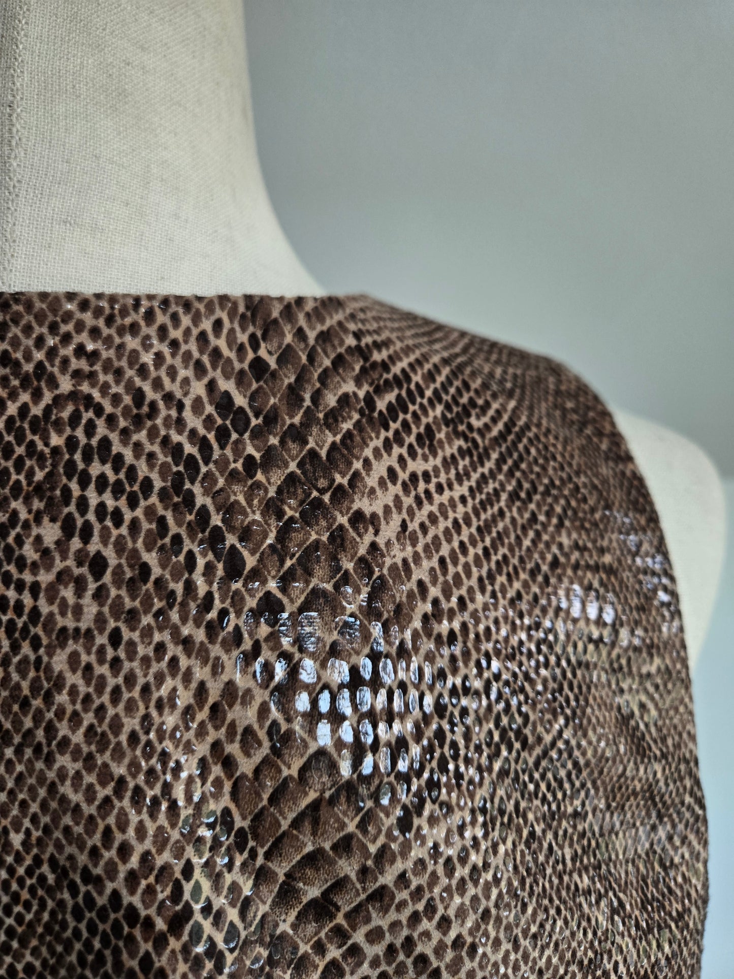 Banjo Dallas, TX Vintage 80s Western Snake Skin Print Vest -