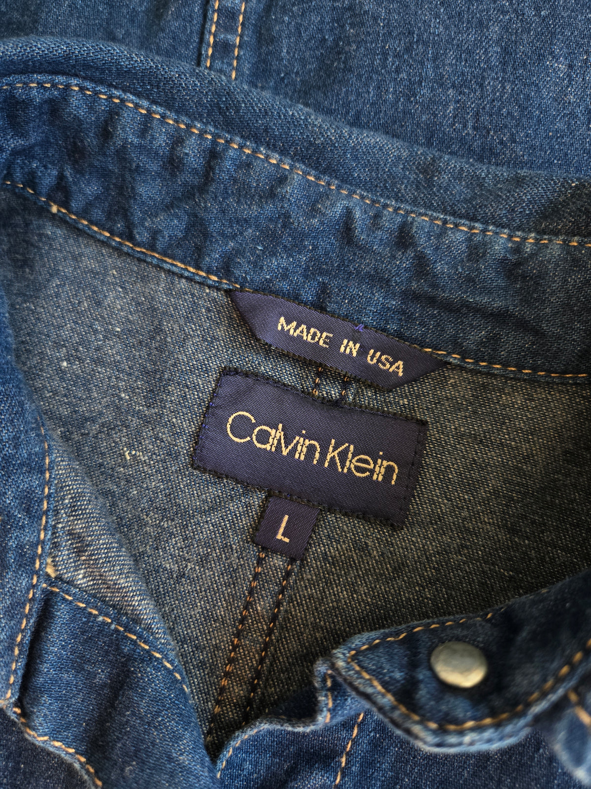 Vintage Calvin Klein 90s Made in USA Denim Dress - Large