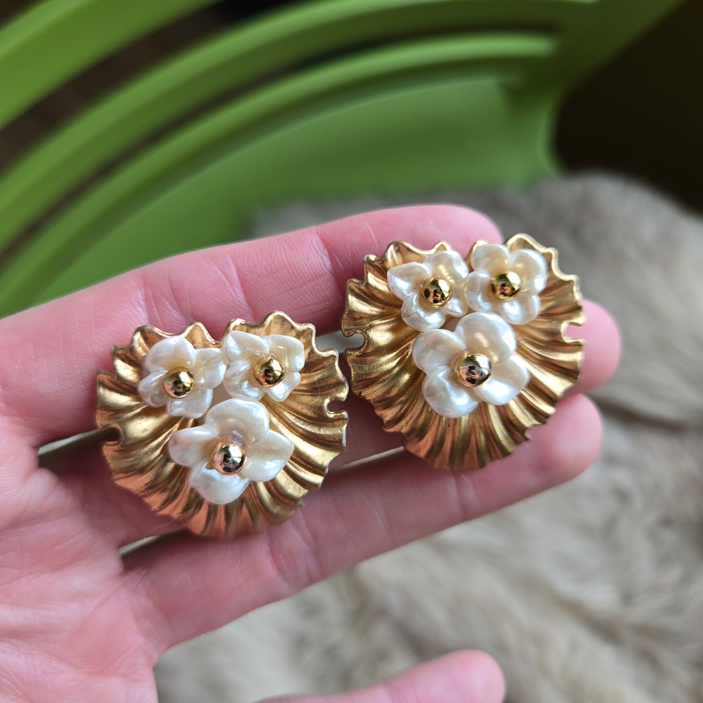 Vintage Flower Cluster Earrings - Post Back