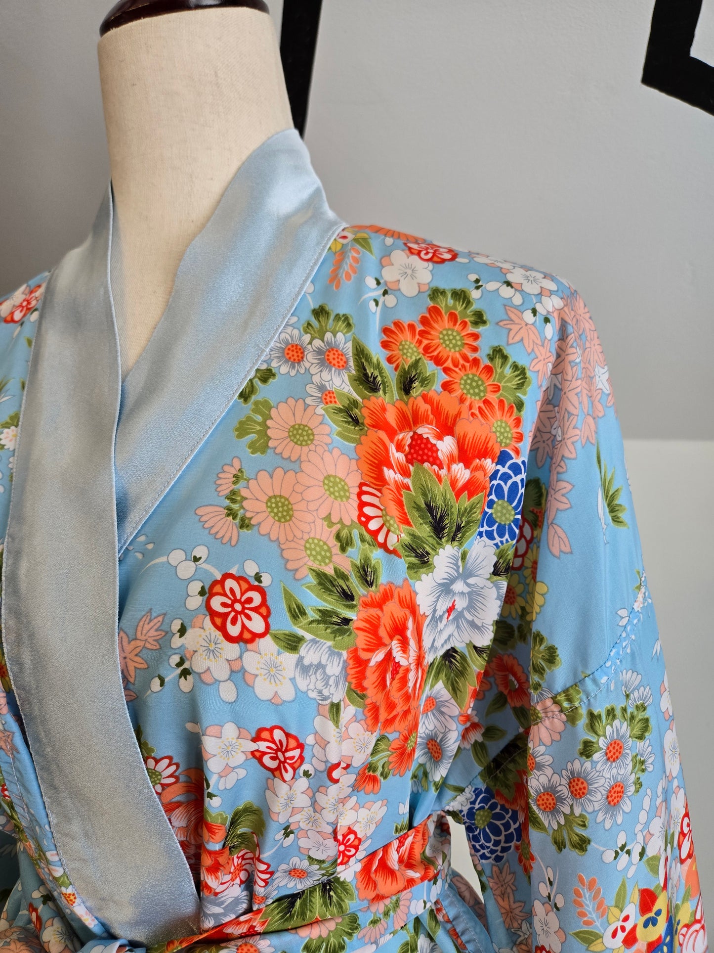 Authentic Blue Kimono Top with Belt - OS