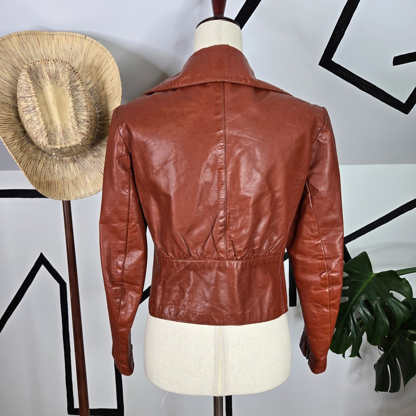 Casual Corner Vintage 60s Polished Genuine Leather Western Jacket - small