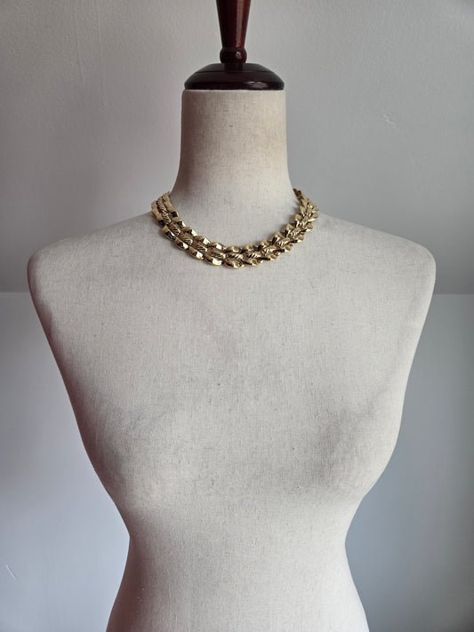 Trifari Vintage Gold Layered Chunky Necklace