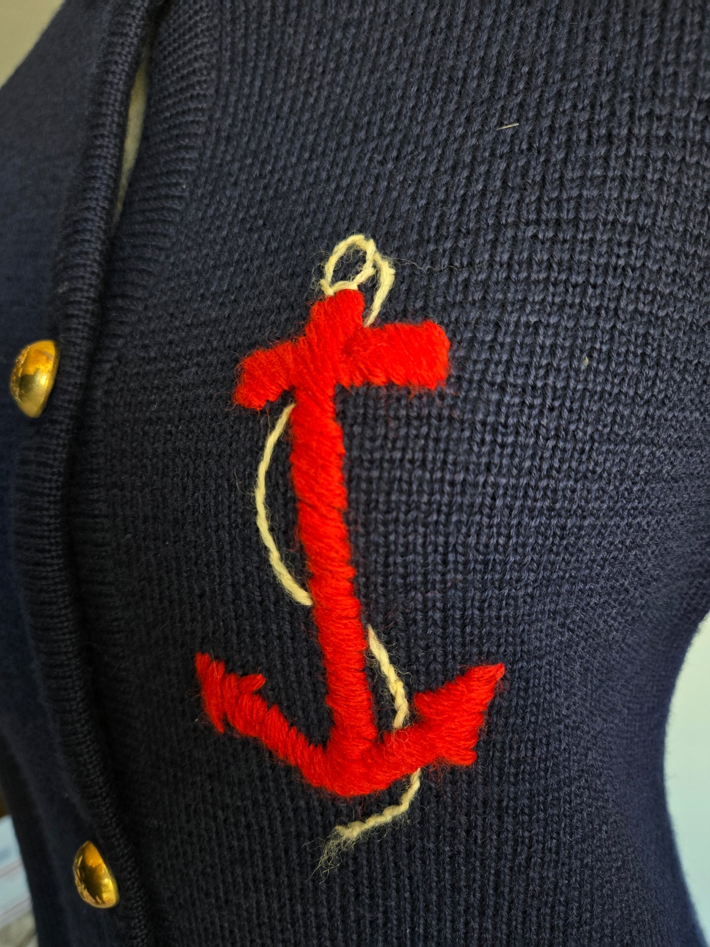 Vintage 1950s Saks Fifth Avenue Wool Nautical Cardigan - XS/S