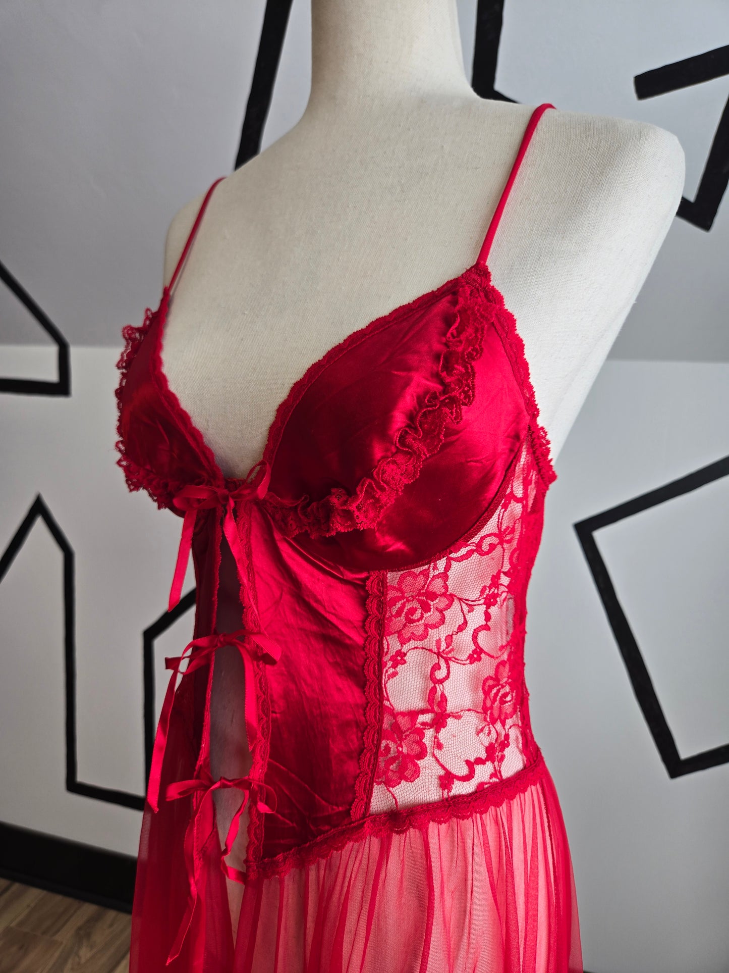 Frederick's of Hollywood Vintage Red Vampire Lingerie Dress - small