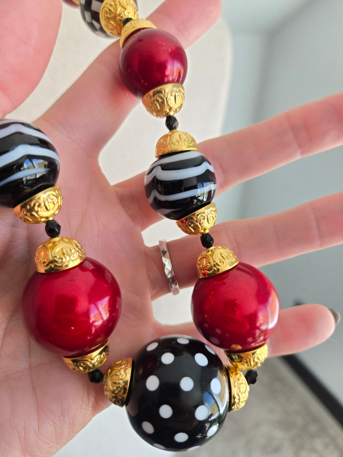 Chunky Checkers and Polka Dots Statement Necklace