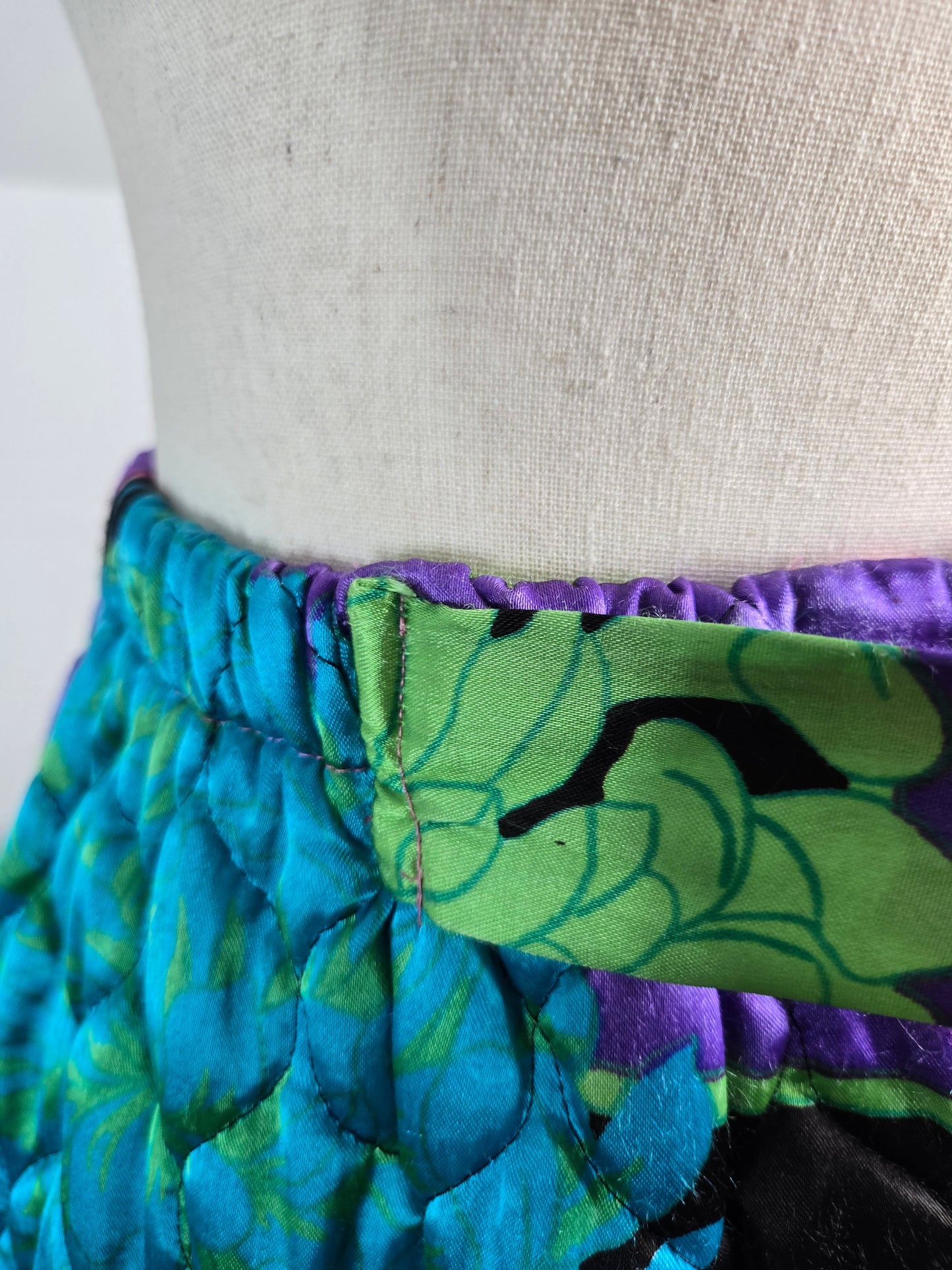 Penney's Loungewear Vintage 70s Dayglo Quilted Skirt - S/M/L