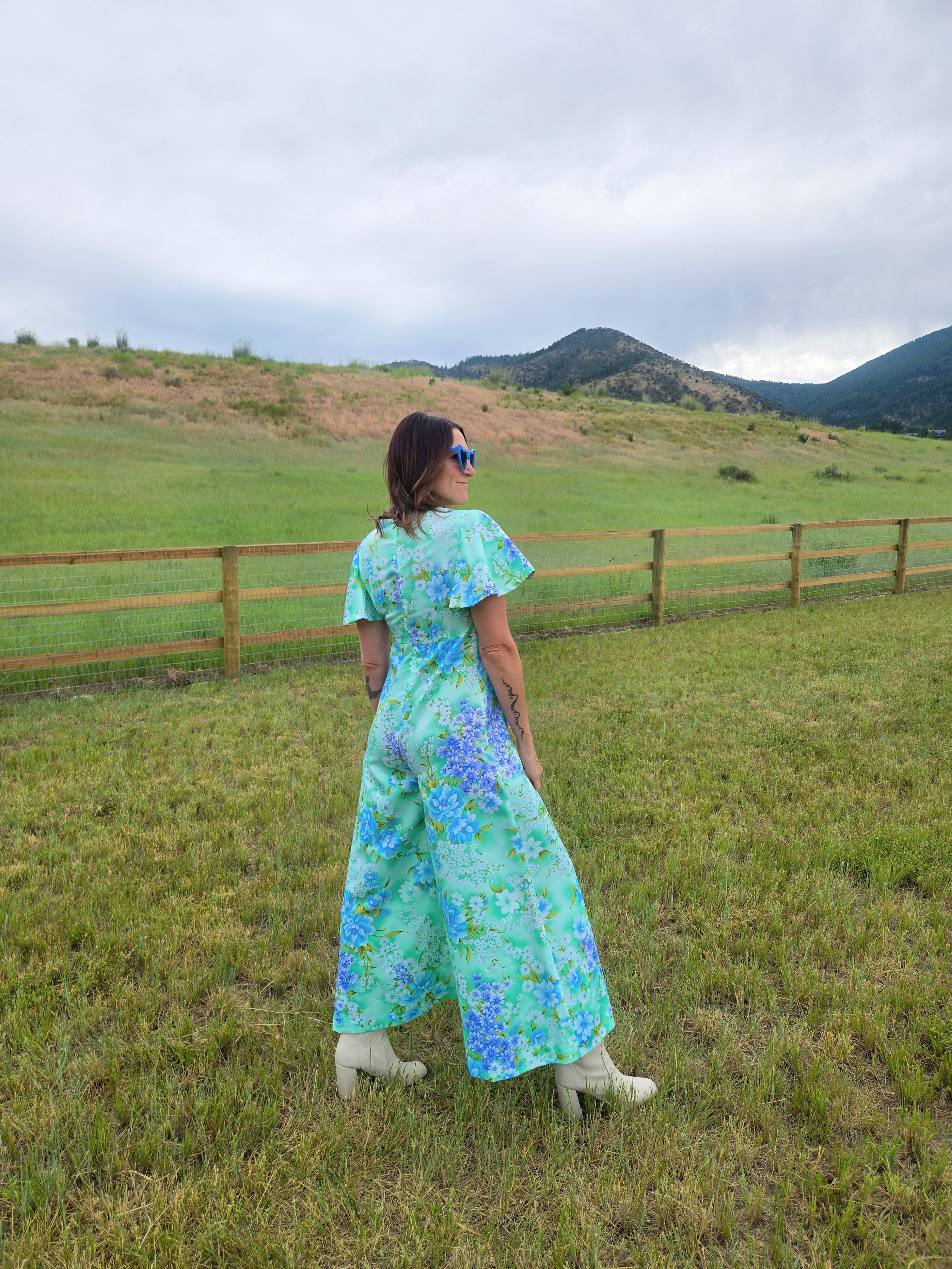 Vintage 1960s Flower Power Jumpsuit - S/M – Valley Made Studio LLC