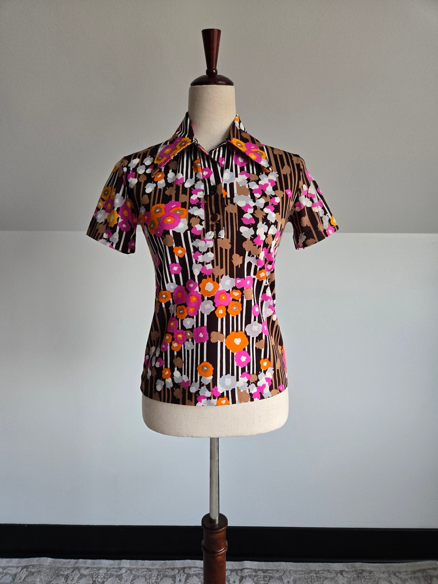 Vintage Psychedelic Print Nylon Top Made in Brazil - XS/S