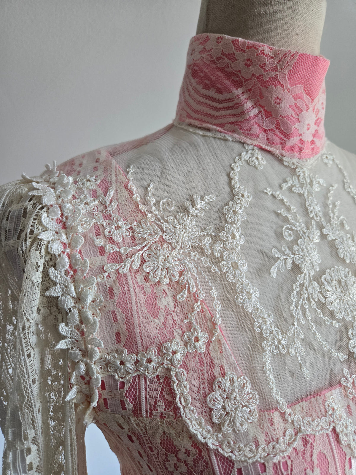 Vintage Pink Lace Victorian Style Dream of a Dress - Small