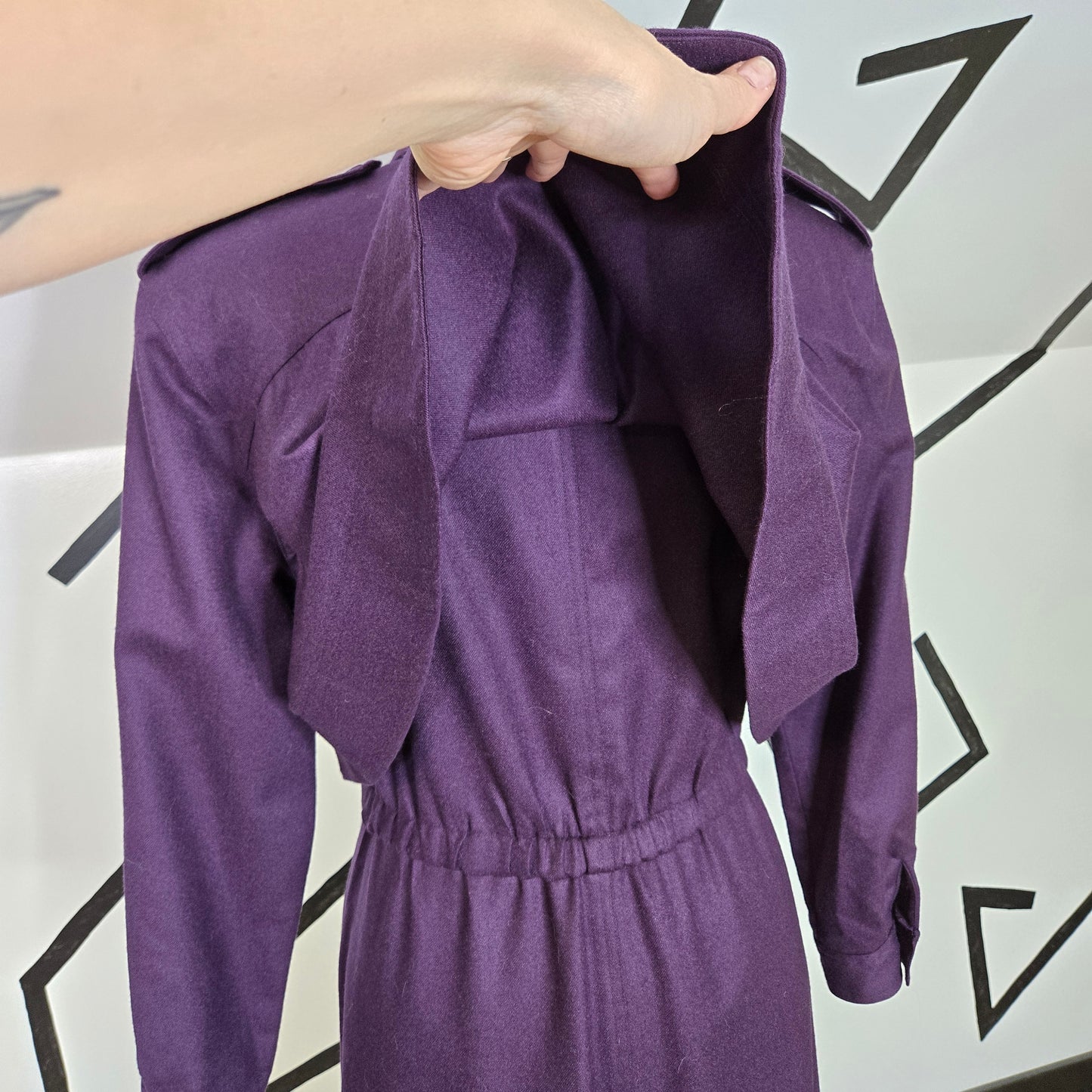 Harve Bernard Deep Purple Wool Trench Style Dress - small