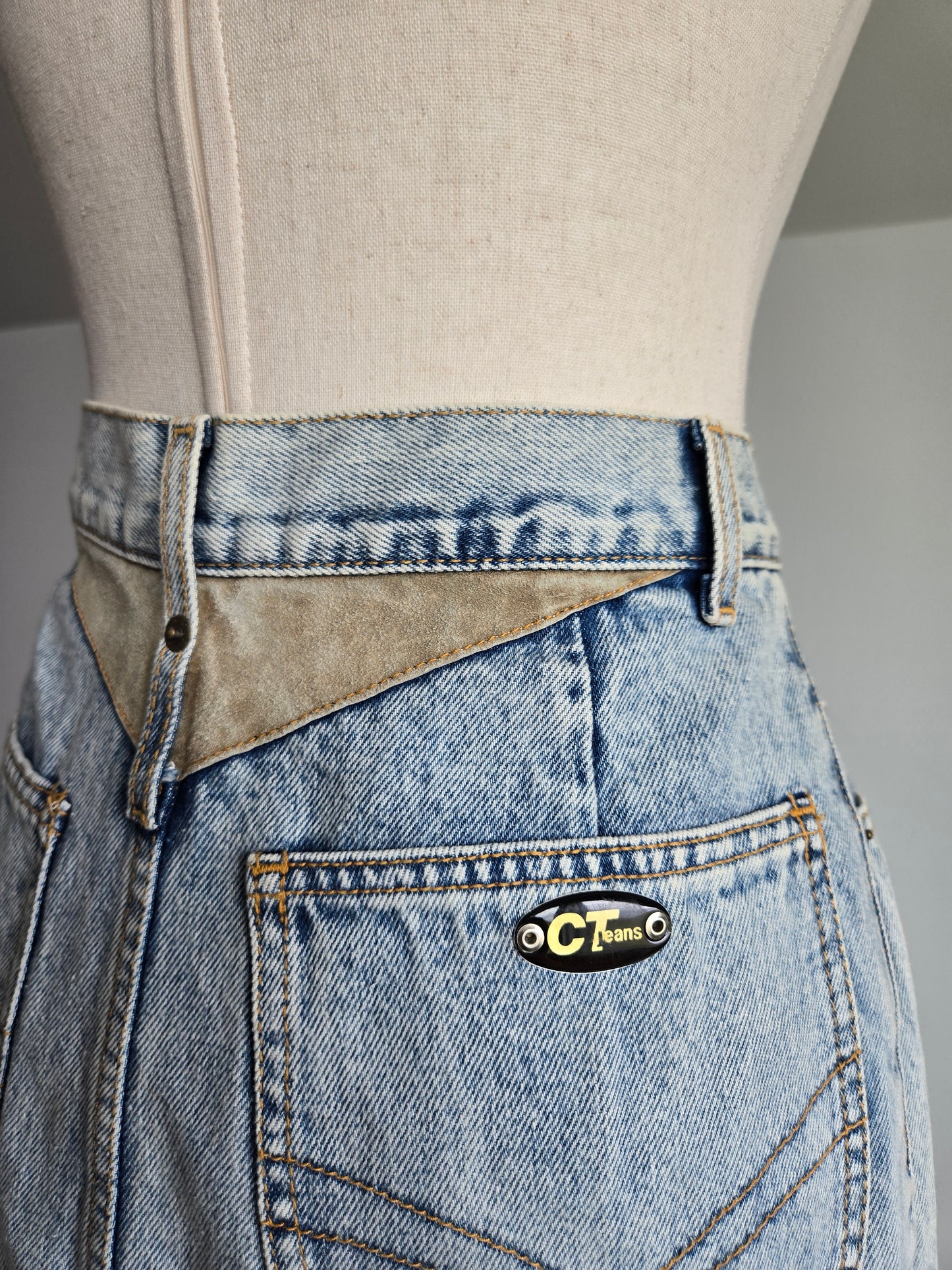 Vintage 90s CT Jeans Denim Two Piece Set Made in Brazil - Medium