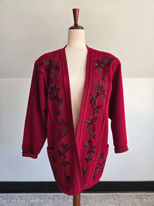 YaLei High End Beaded Wool Cardigan Sweater - XL