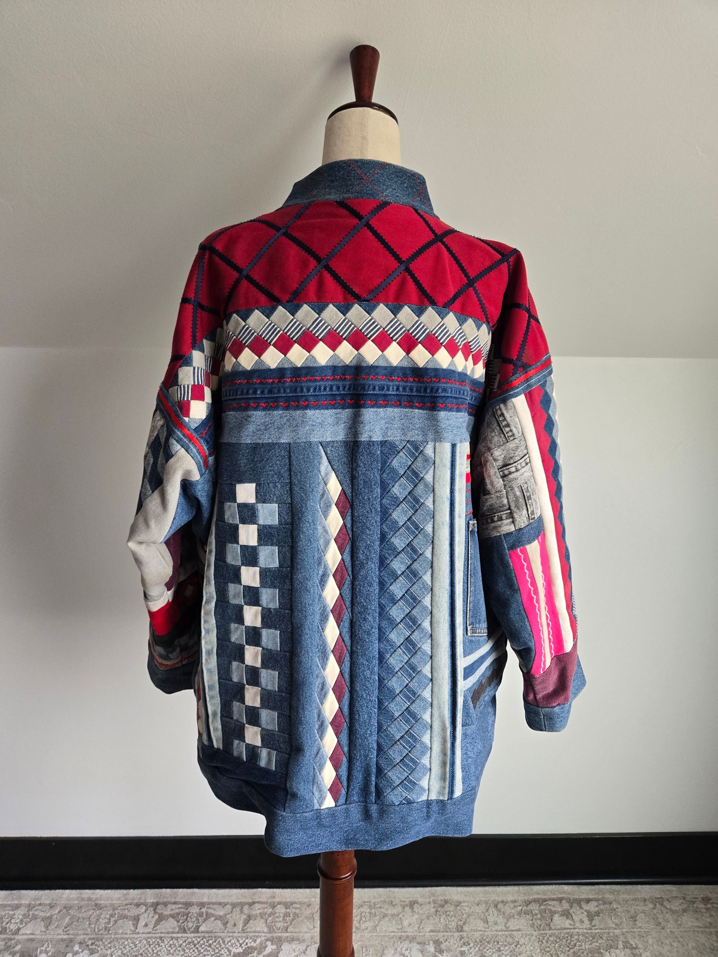 Denim Quilted Hand Made Coat - 2XL
