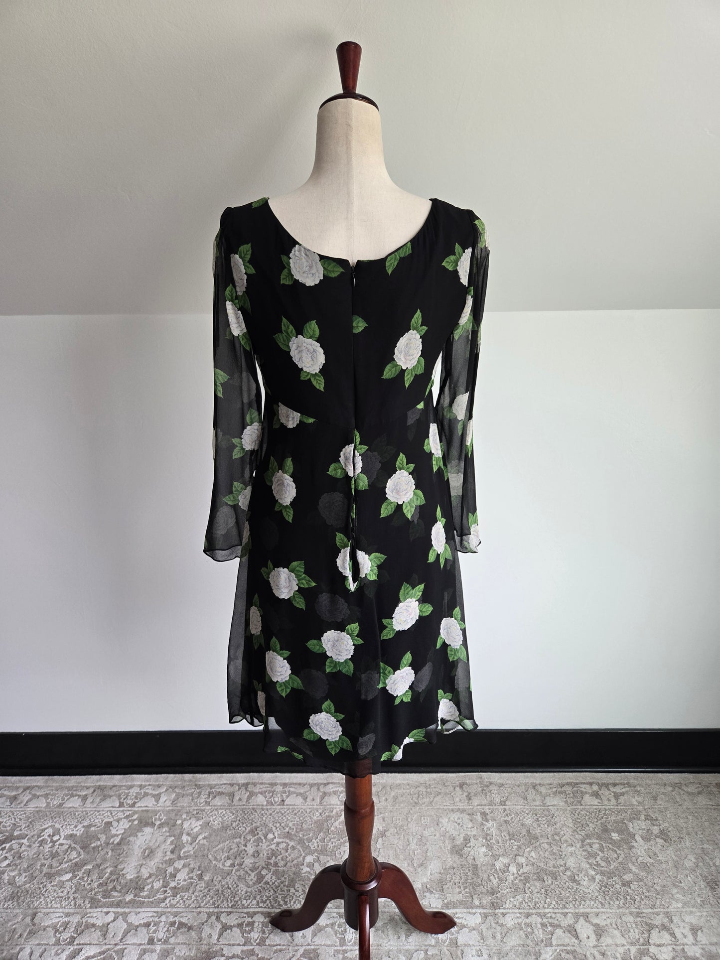Jeannene Booher Vintage Silk Floral Dress - Size 8