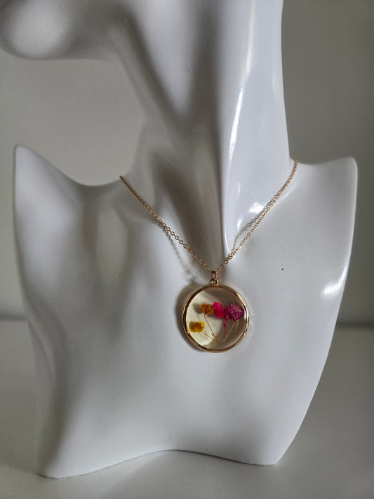 Pressed Flowers Pendant Necklace