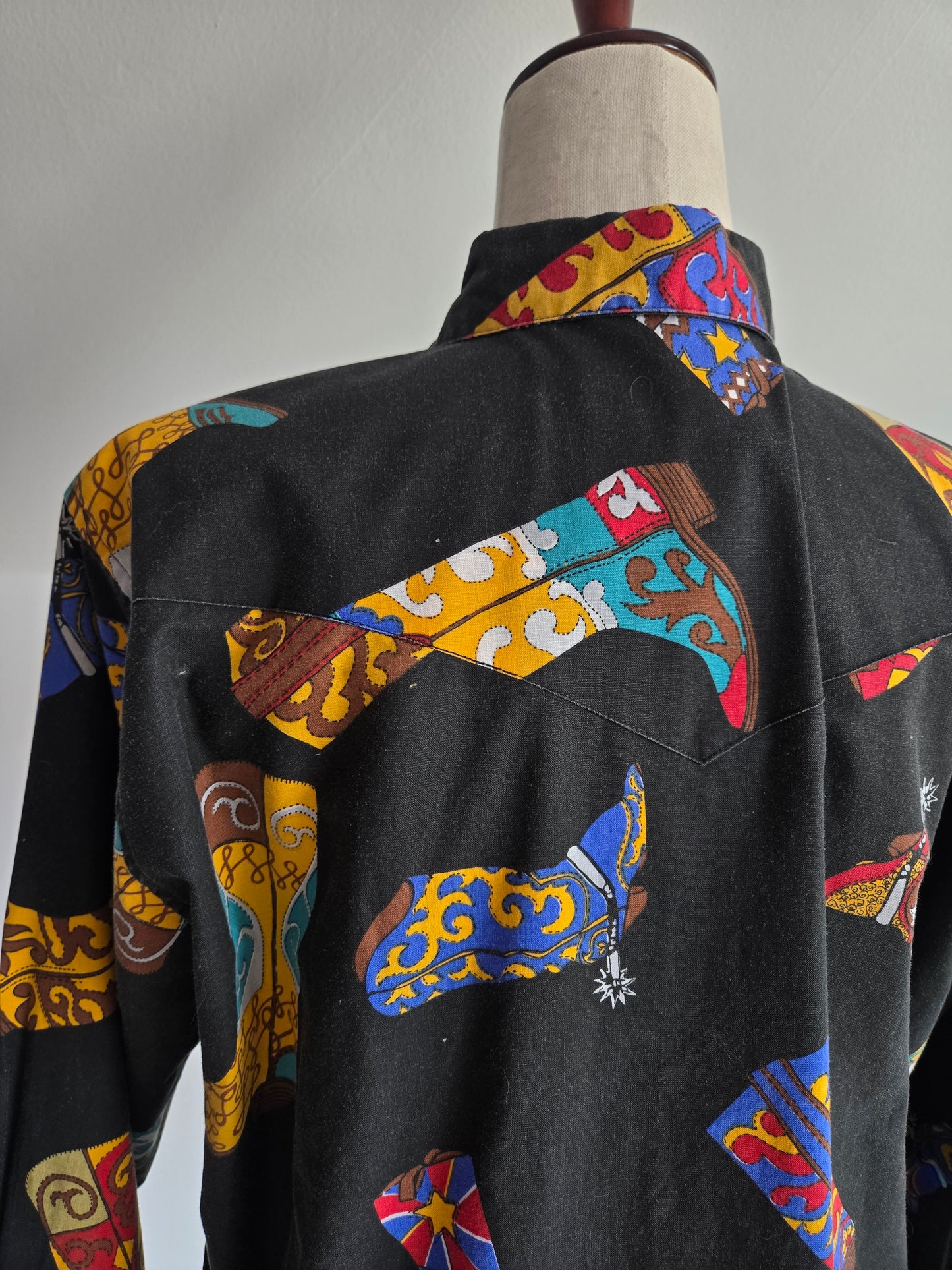 Vintage Western Cowboy Boot Shirt - Large