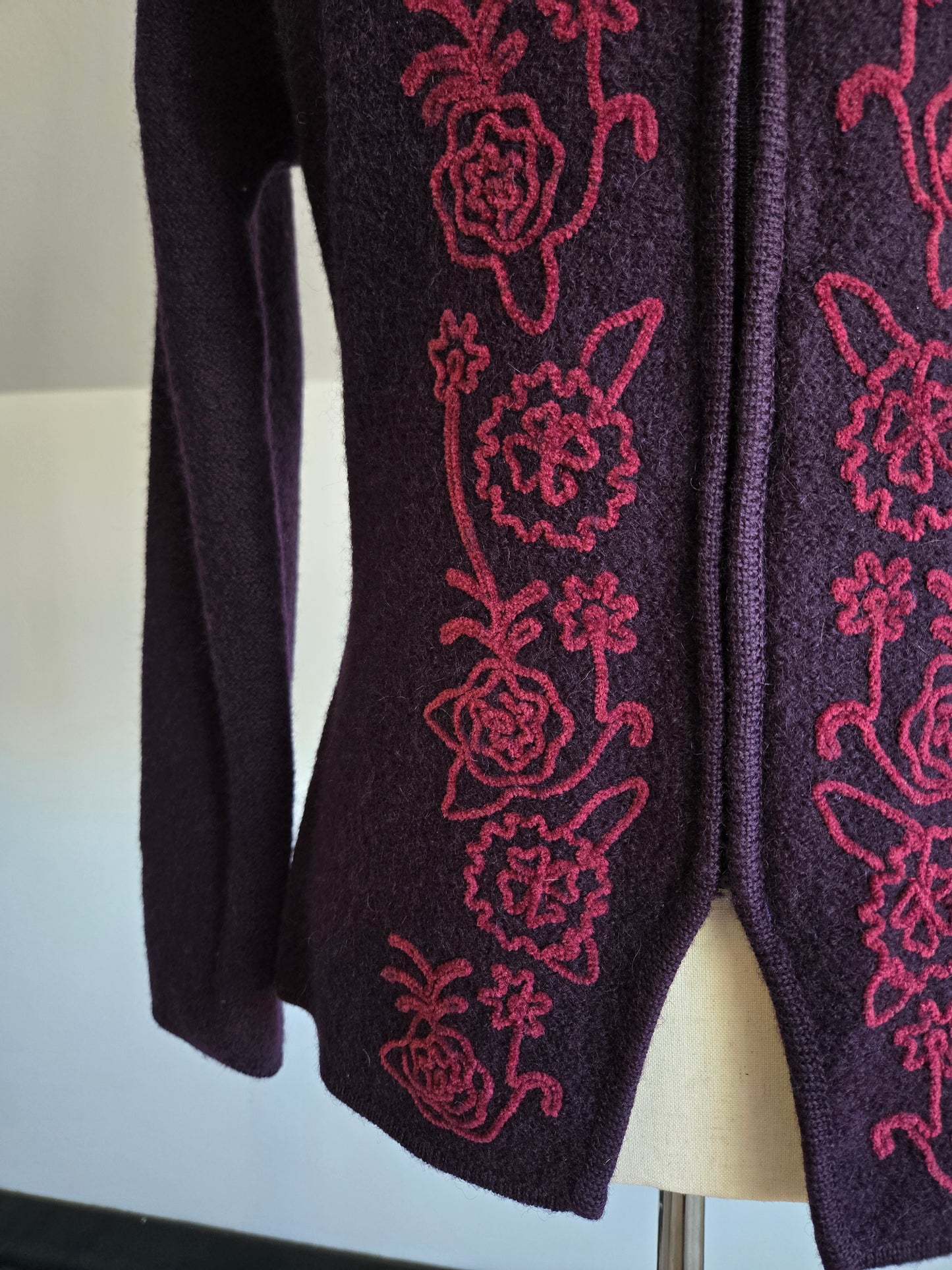 Vintage Laura Ashley 100% Boiled Wool Deep Purple Jacket - small