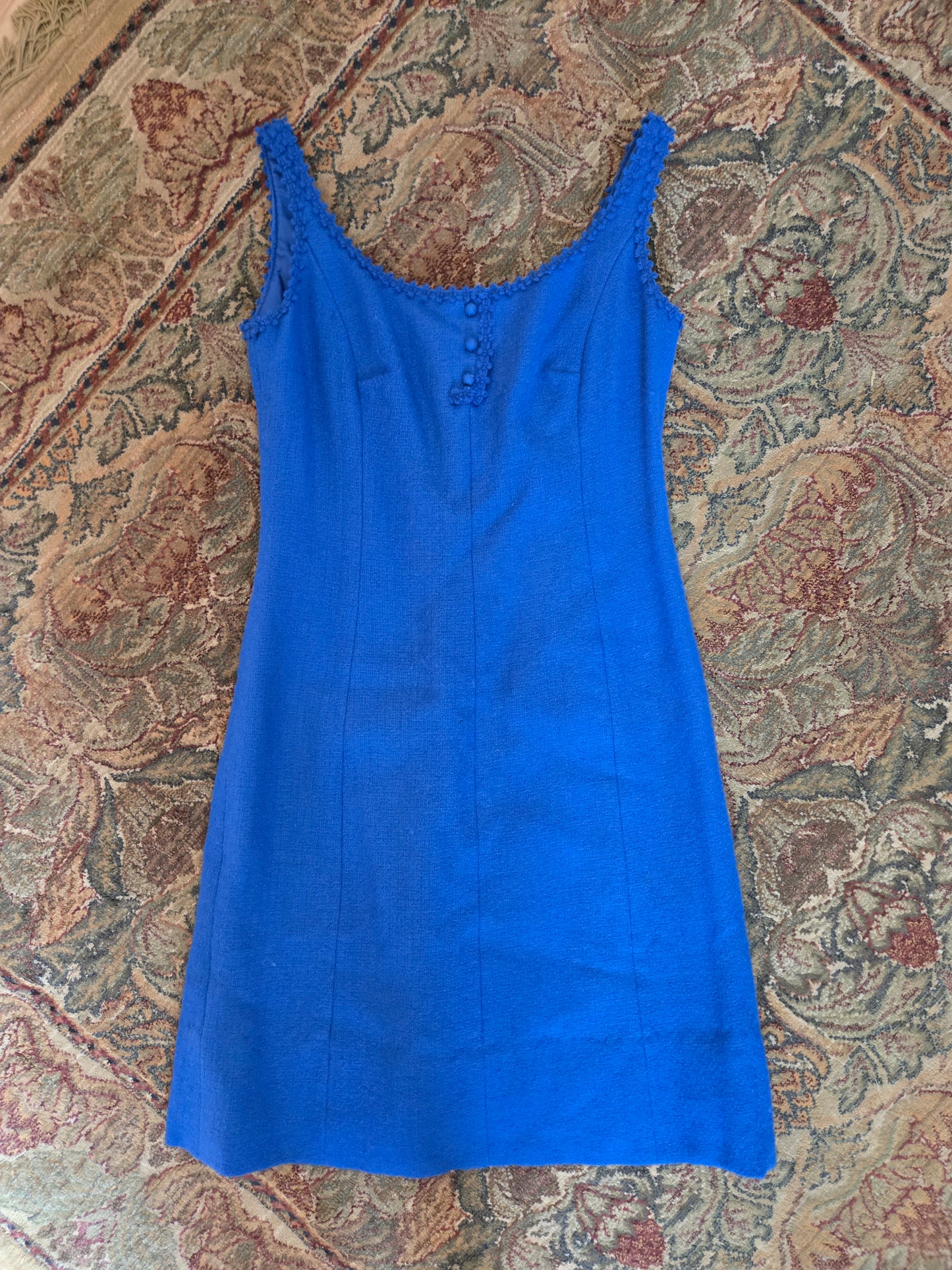 Lanz Original Vintage 70s Little Blue Wool Tank Dress - small/medium