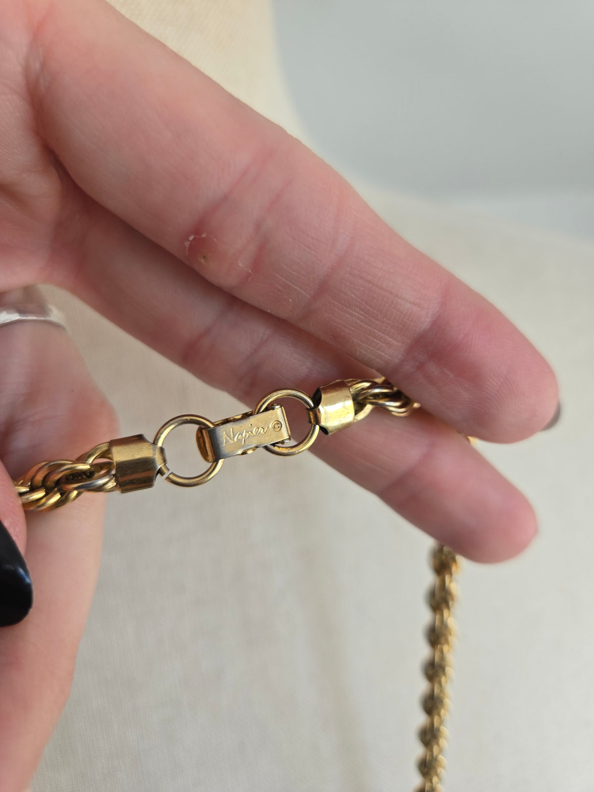 Napier Signed Long Gold Twisted Chain