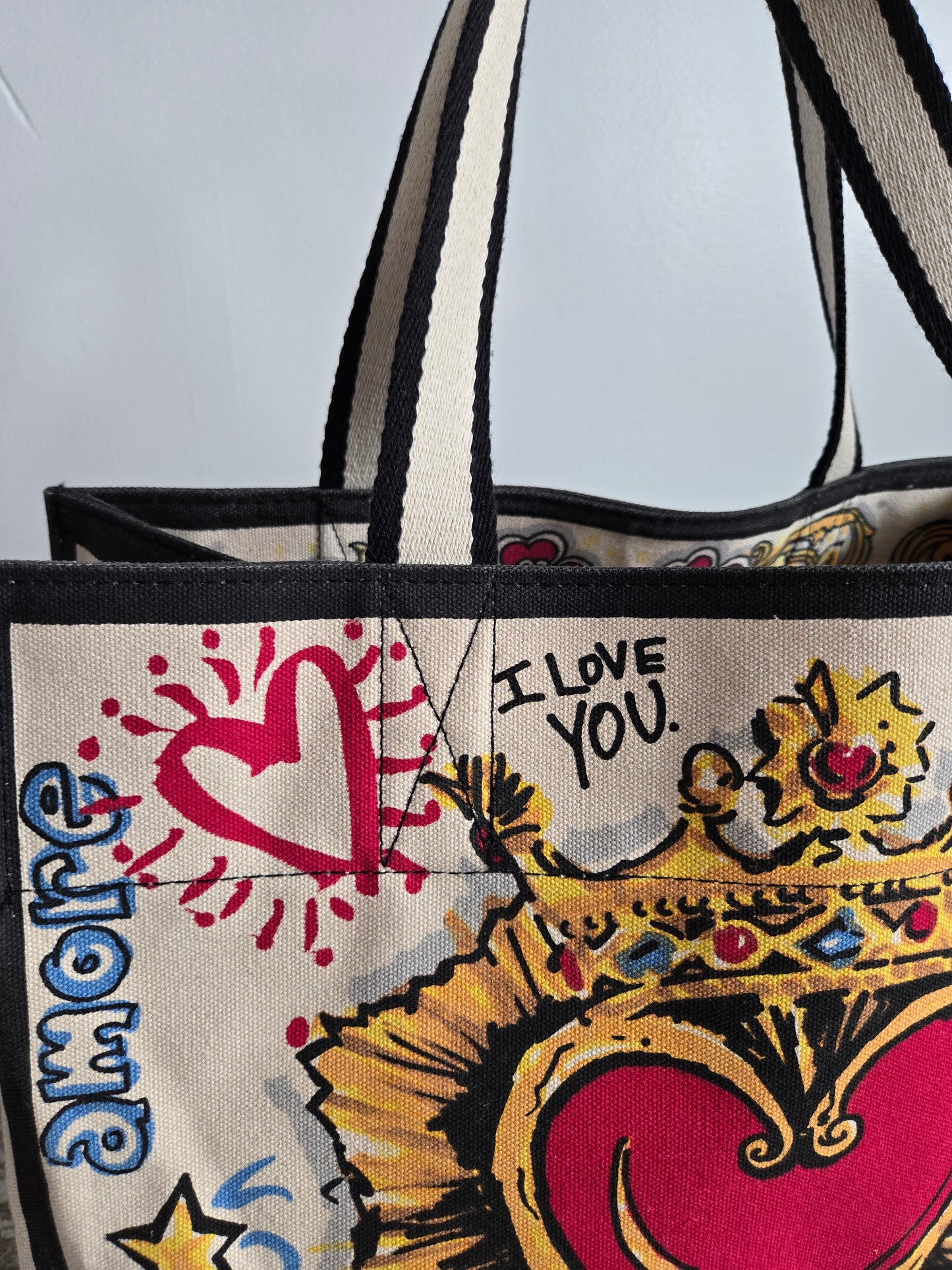 Brighton Queen of Hearts Cotton Canvas Large Tote